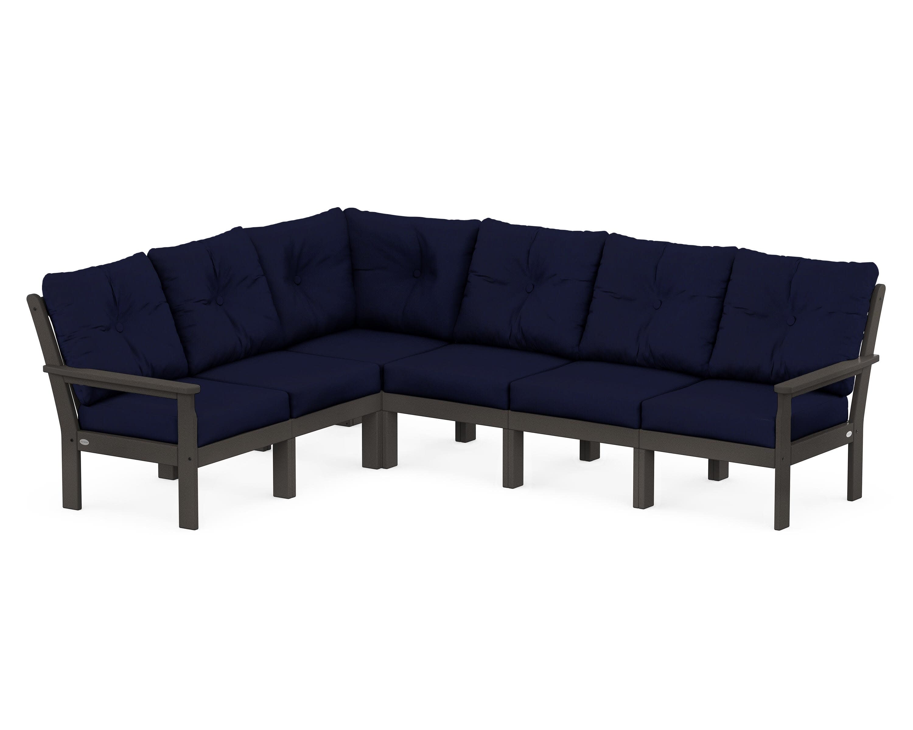 Vineyard 6-Piece Sectional in Vintage Coffee / Navy