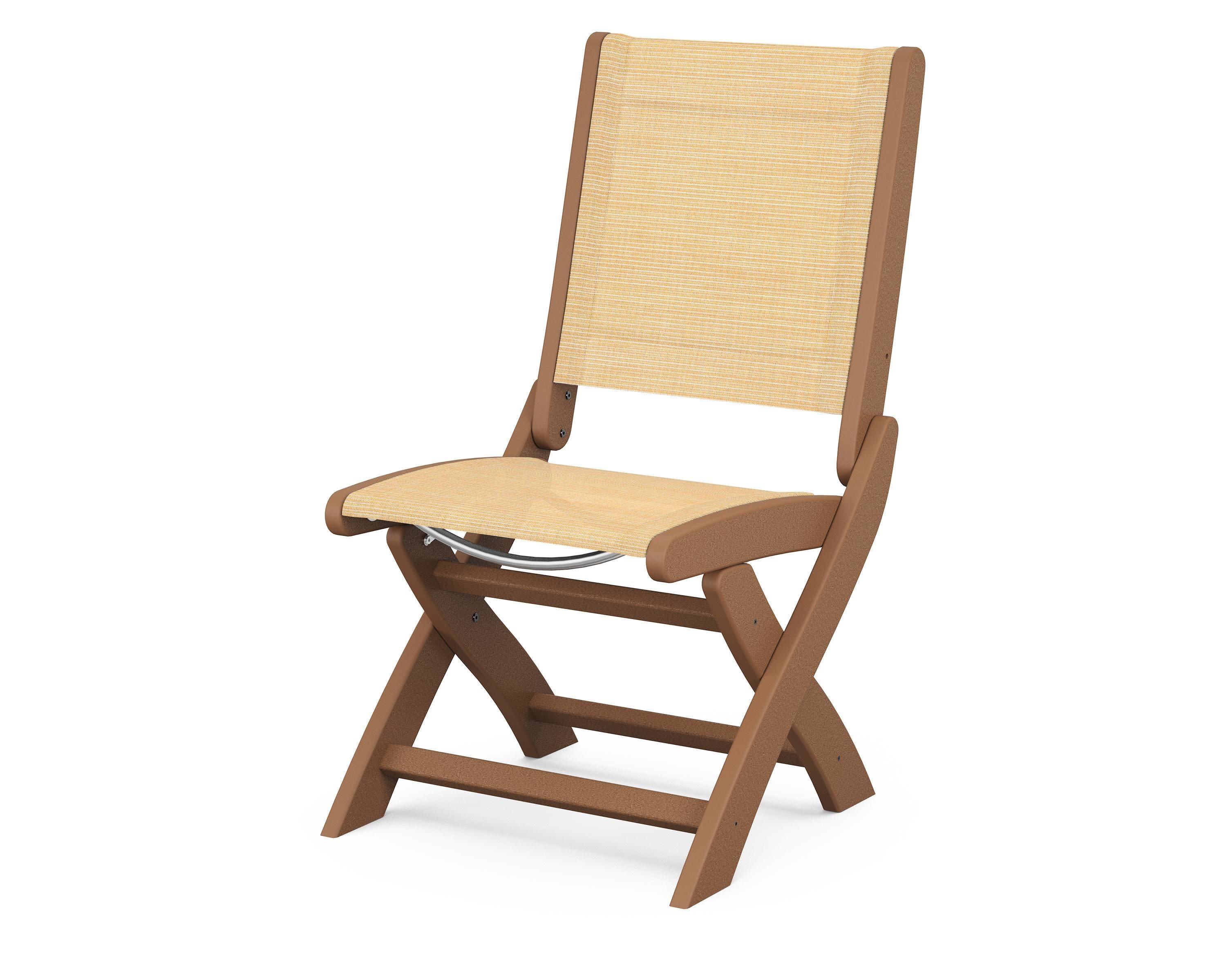 Coastal Folding Side Chair in Teak / Dupioni Apricot Sling