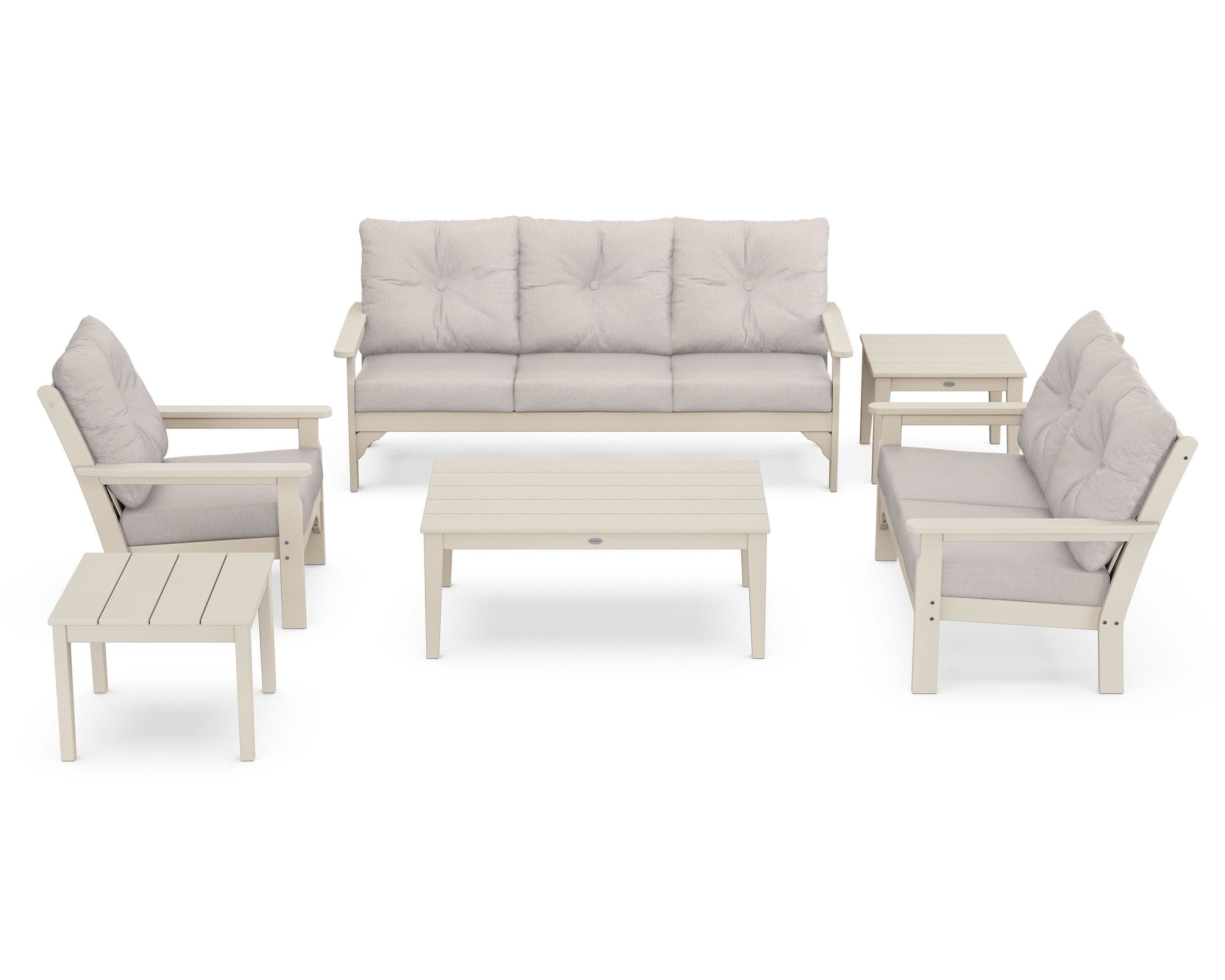 Vineyard 6-Piece Deep Seating Set in Sand / Dune Burlap
