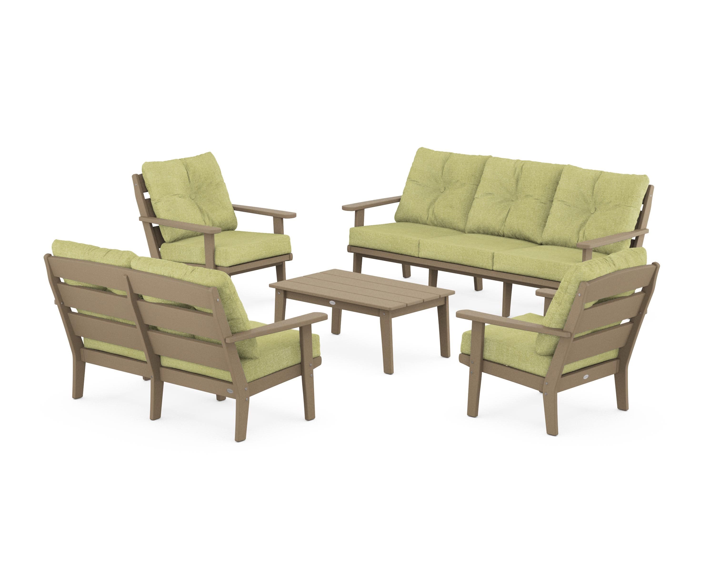 Lakeside 5-Piece Lounge Sofa Set in Vintage Sahara / Chartreuse Boucle