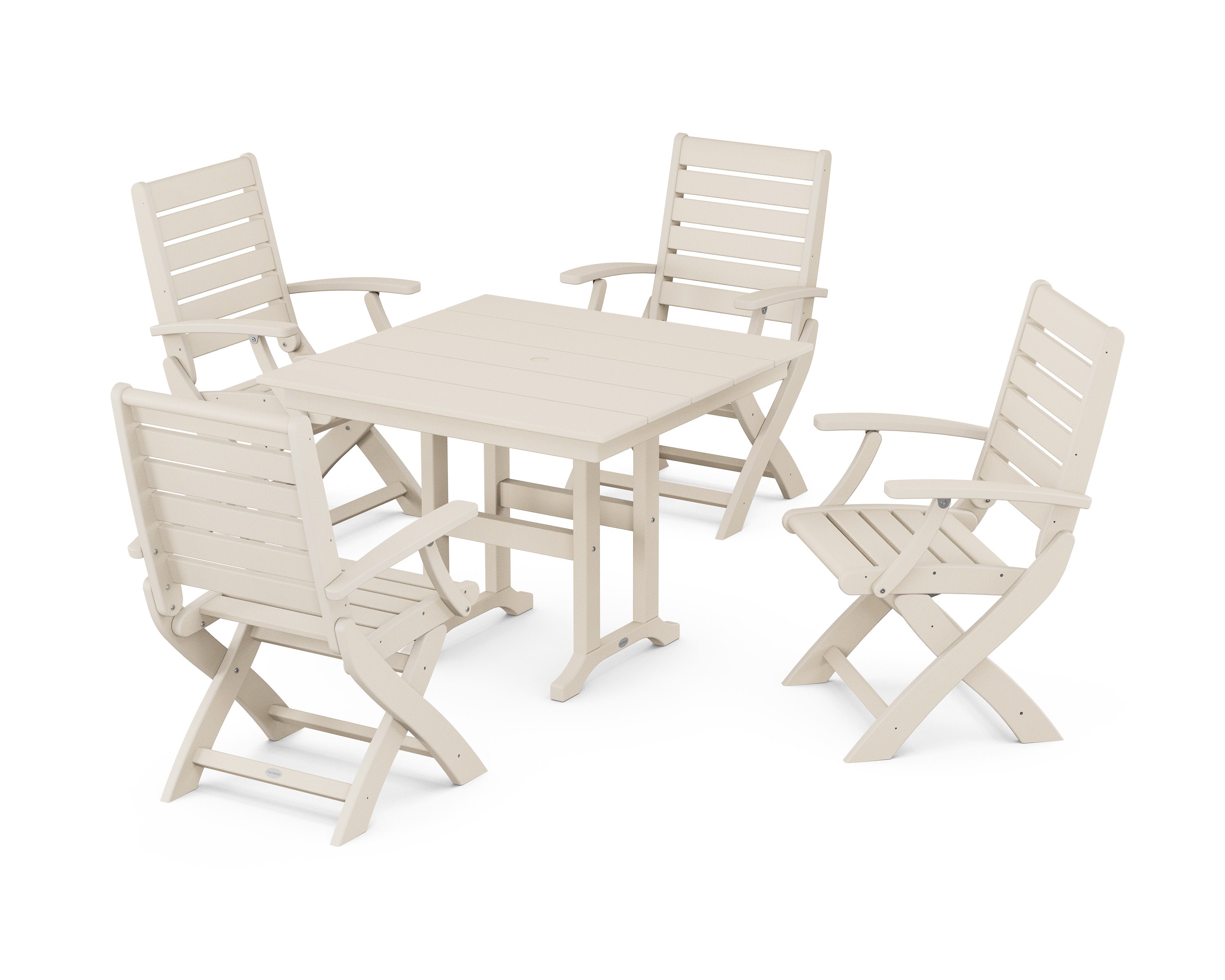 Signature Folding Chair 5-Piece Farmhouse Dining Set in Sand