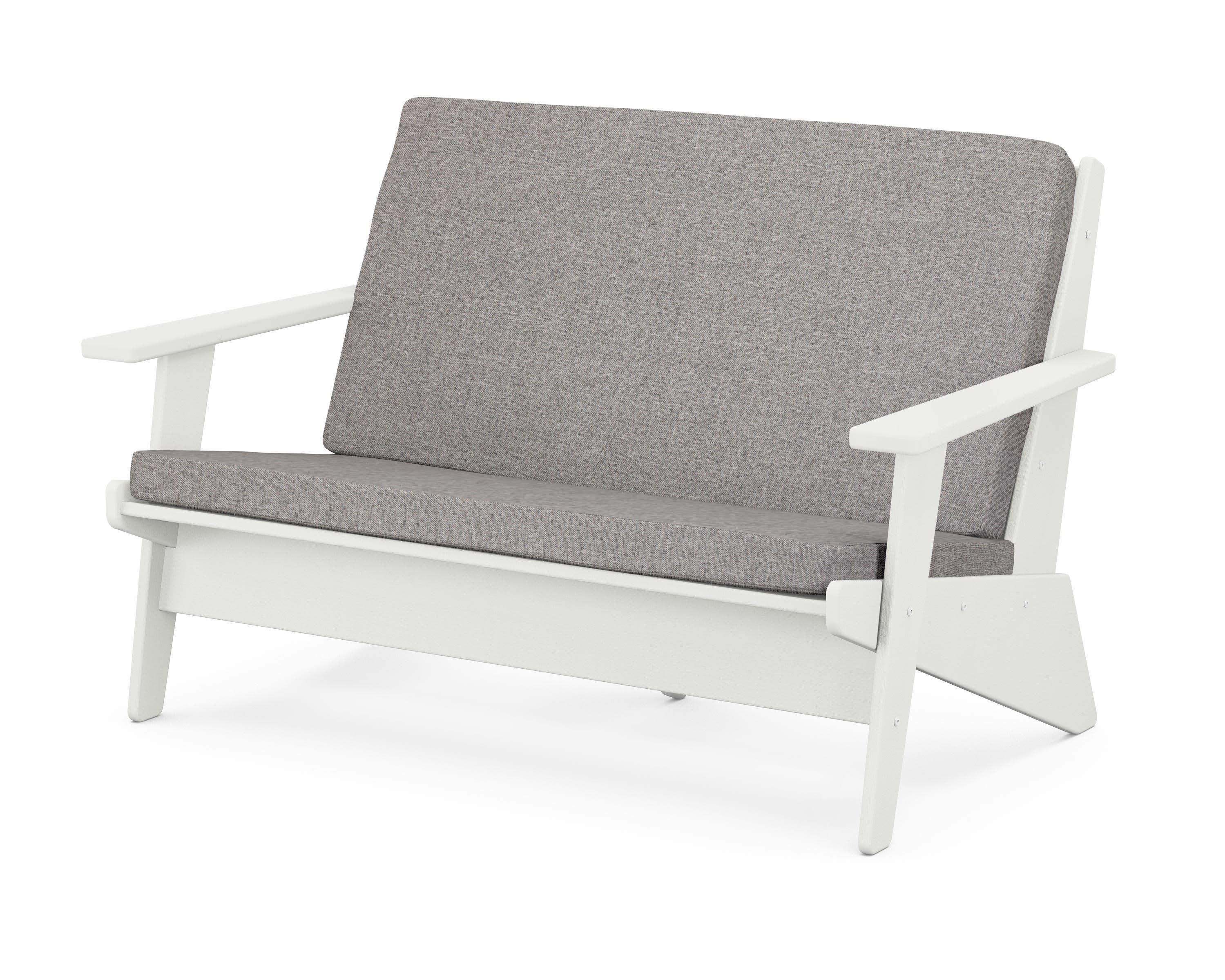 Riviera Modern Lounge Loveseat in Vintage White / Grey Mist