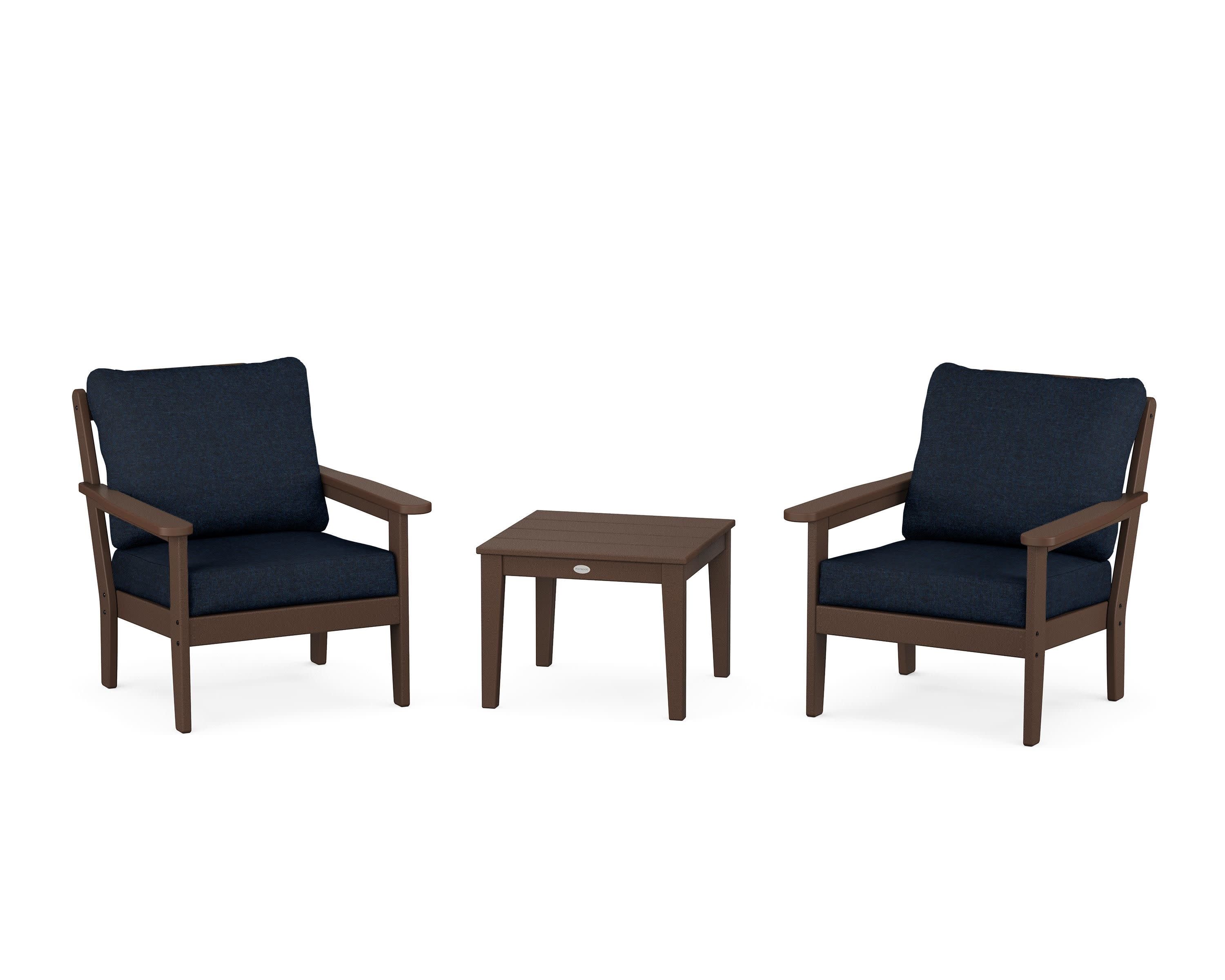 Cottage 3-Piece Deep Seating Set in Mahogany / Marine Indigo