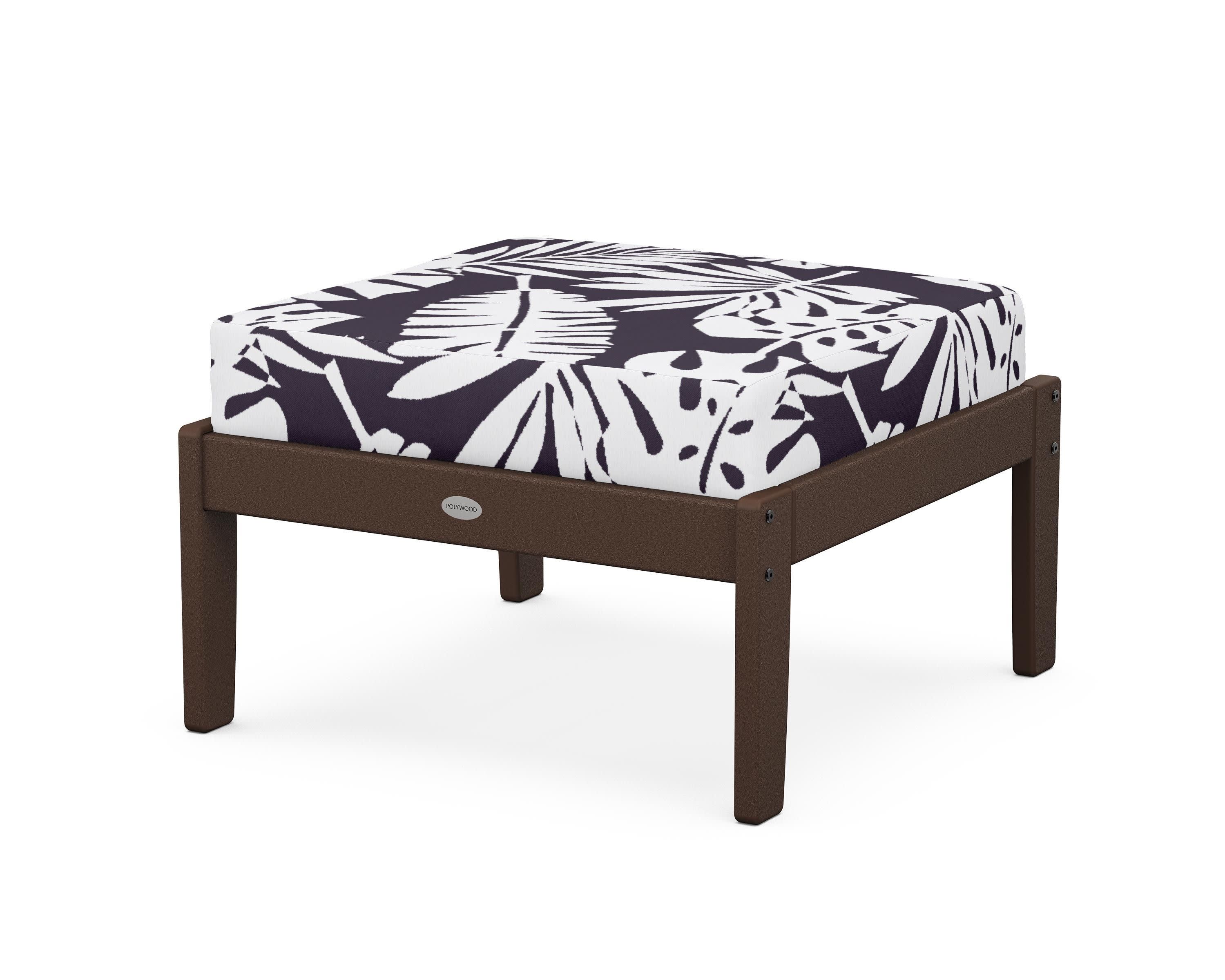 Braxton Deep Seating Ottoman in Mahogany / Leaf Navy