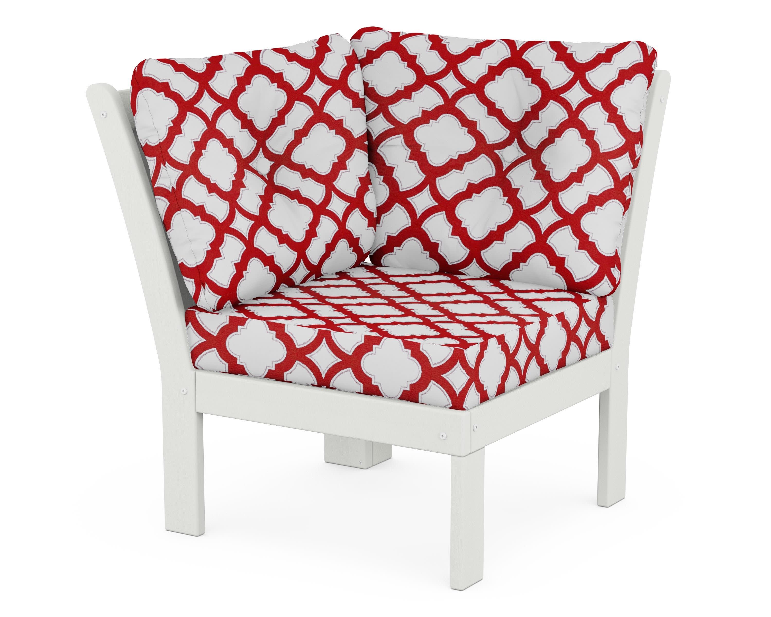 Vineyard Modular Corner Chair in Vintage White / Trellis Crimson