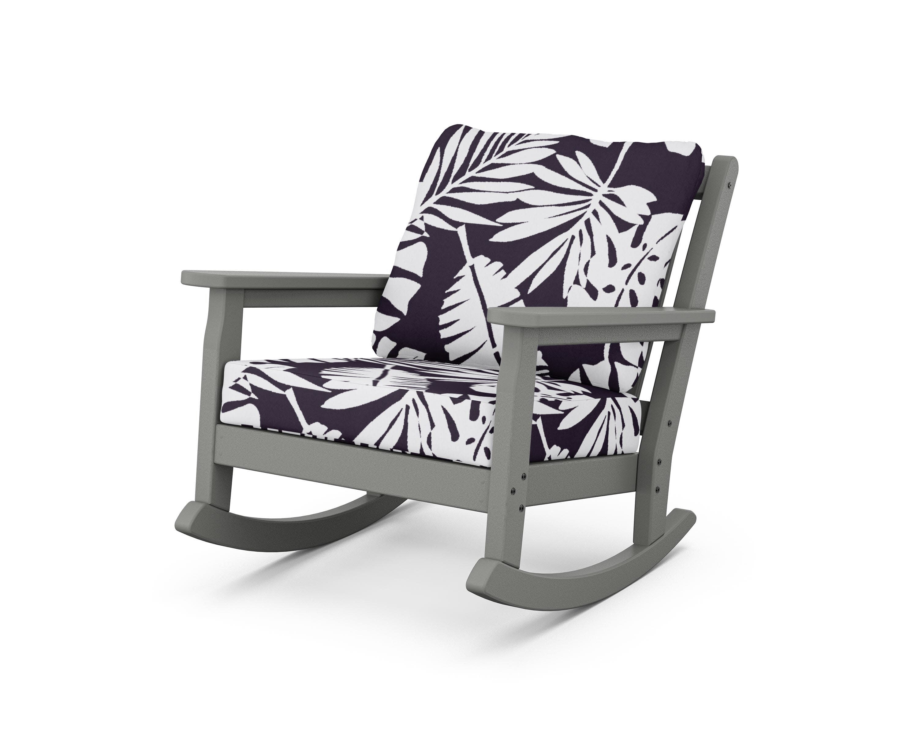 Chippendale Deep Seating Rocking Chair in Slate Grey / Leaf Navy