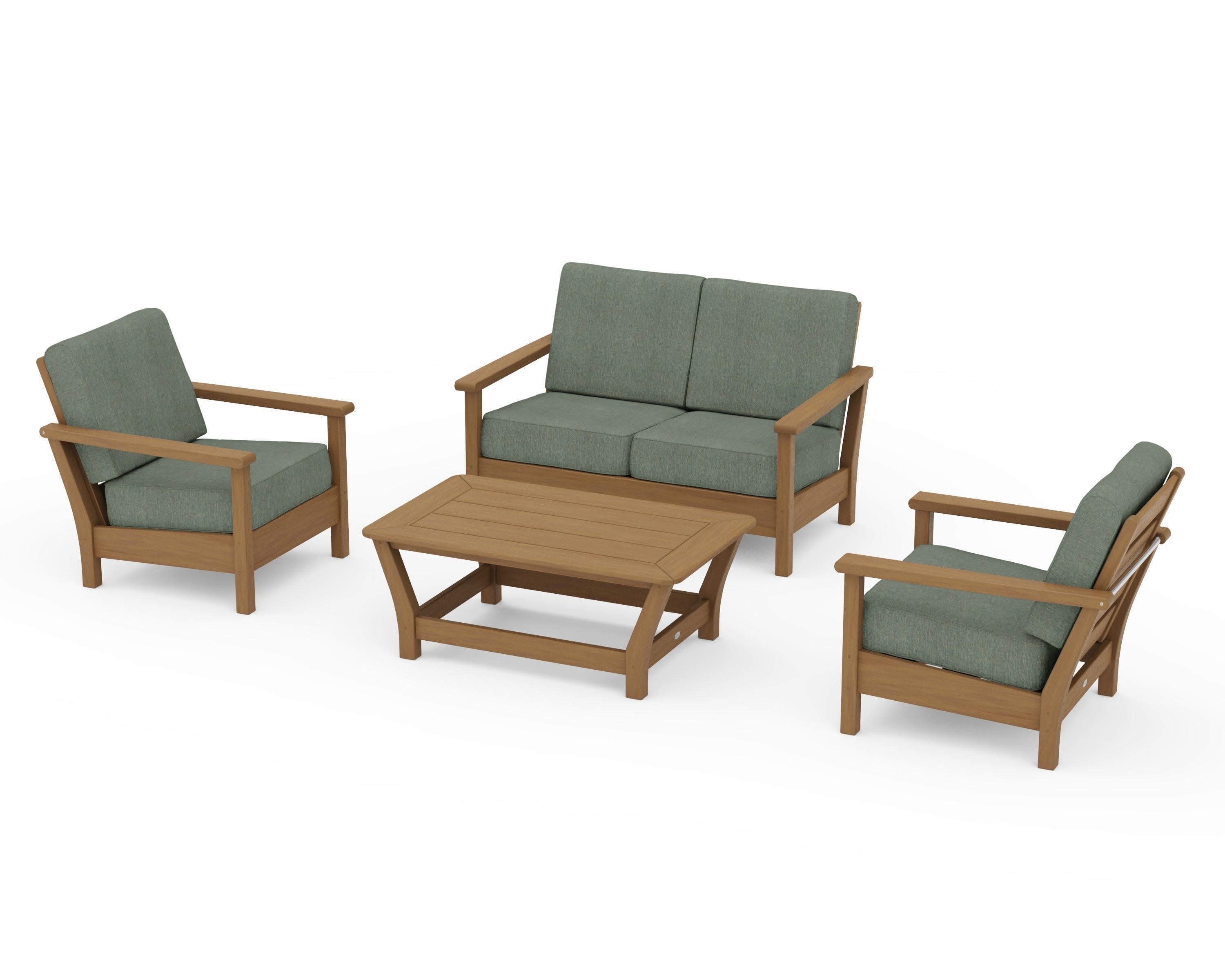 Harbour 4-Piece Deep Seating Set in Natural / Cast Sage