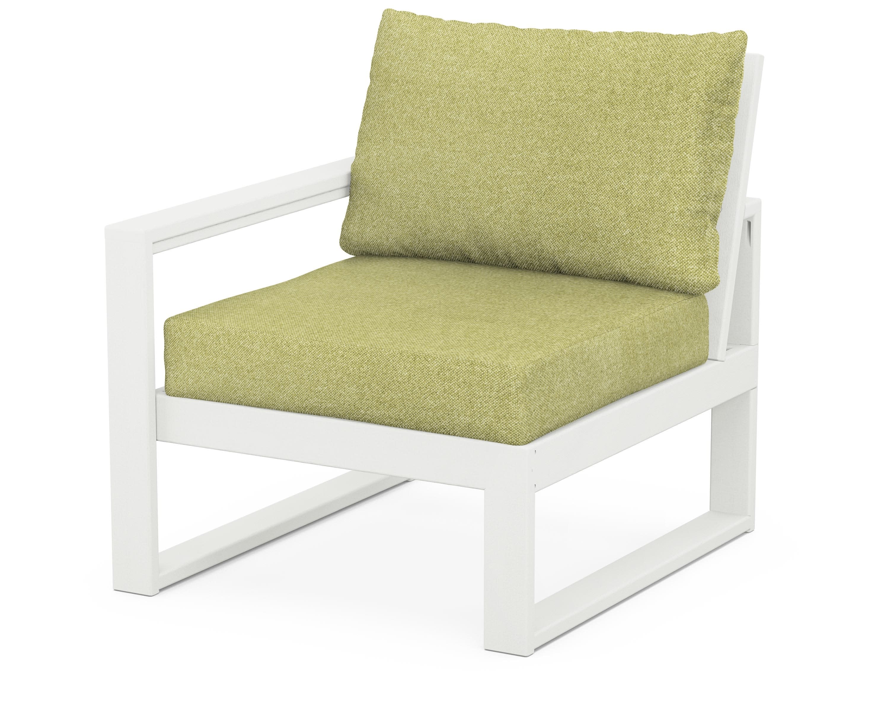 EDGE Modular Left Arm Chair in Vintage White / Chartreuse Boucle