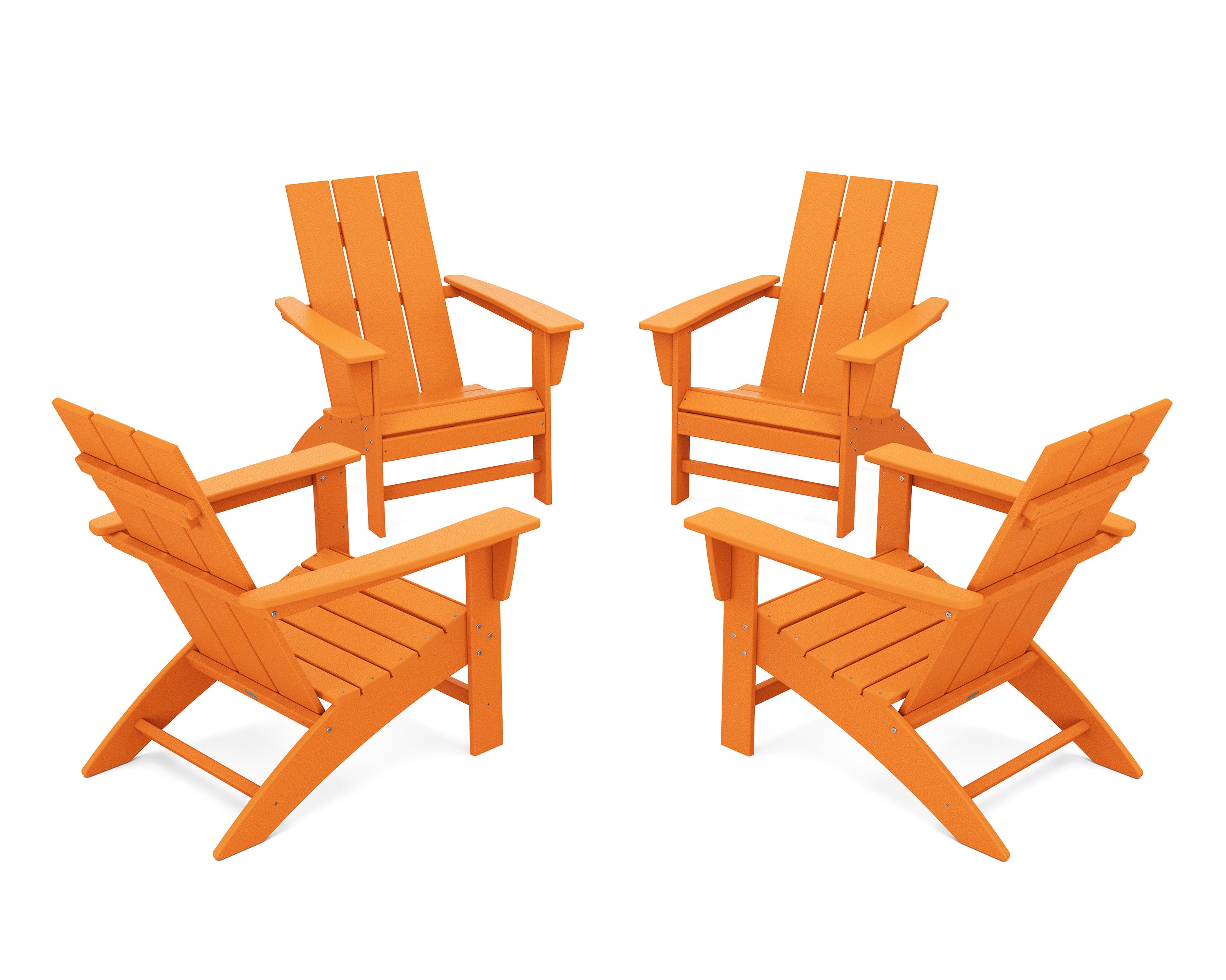 4-Piece Modern Adirondack Chair Conversation Set in Tangerine