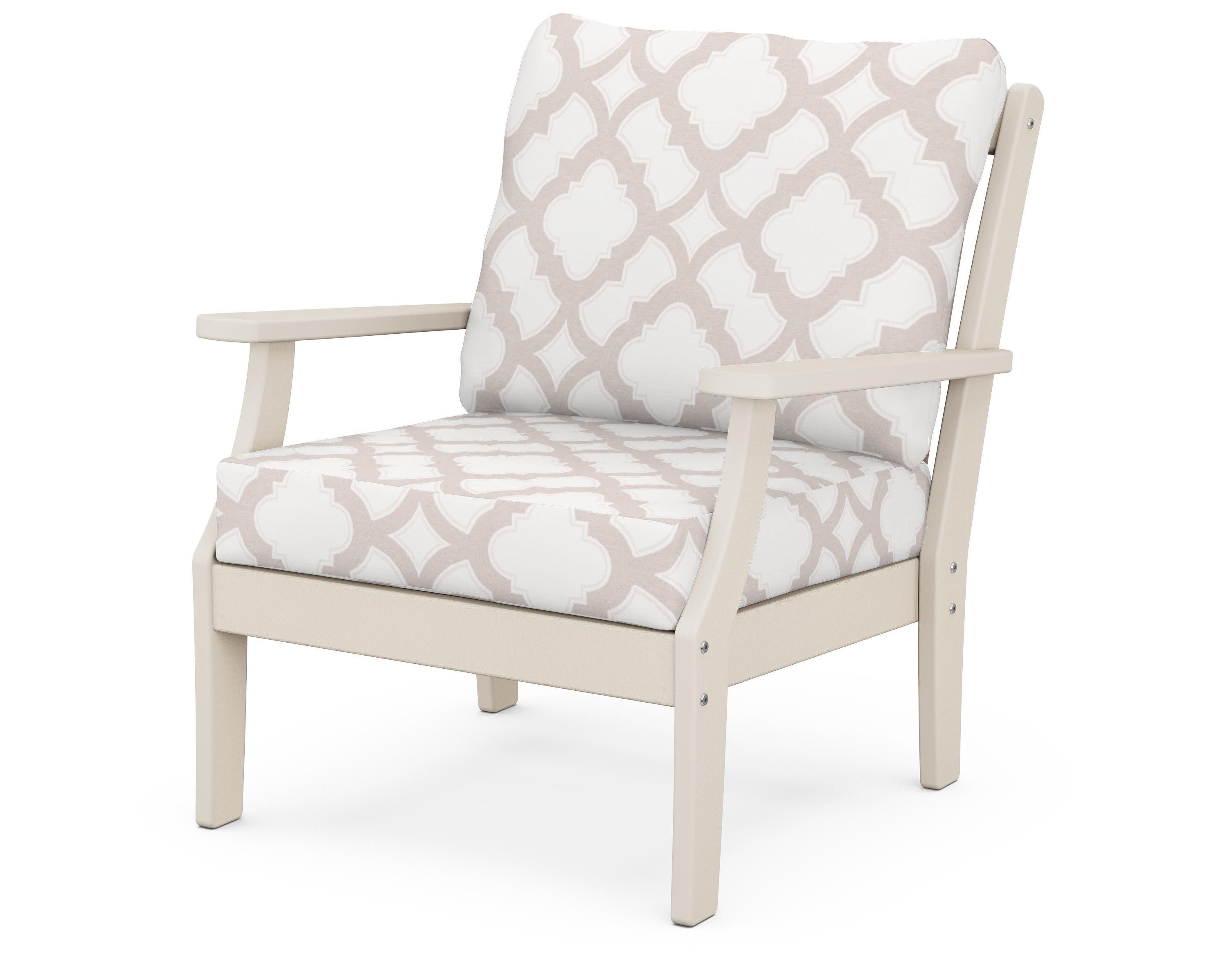 Braxton Deep Seating Chair in Sand / Trellis Dune Burlap