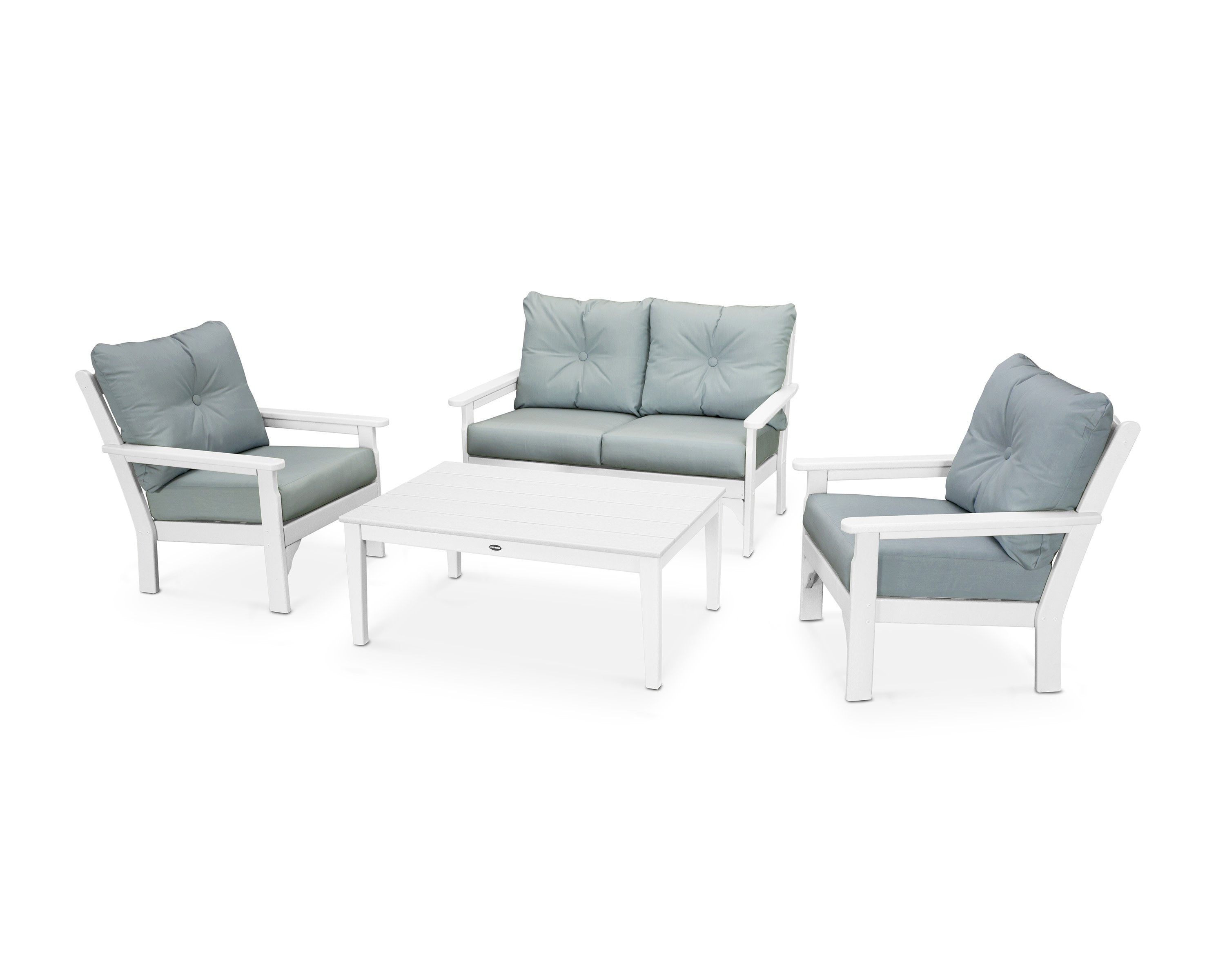 Vineyard 4-Piece Deep Seating Set in White / Spa