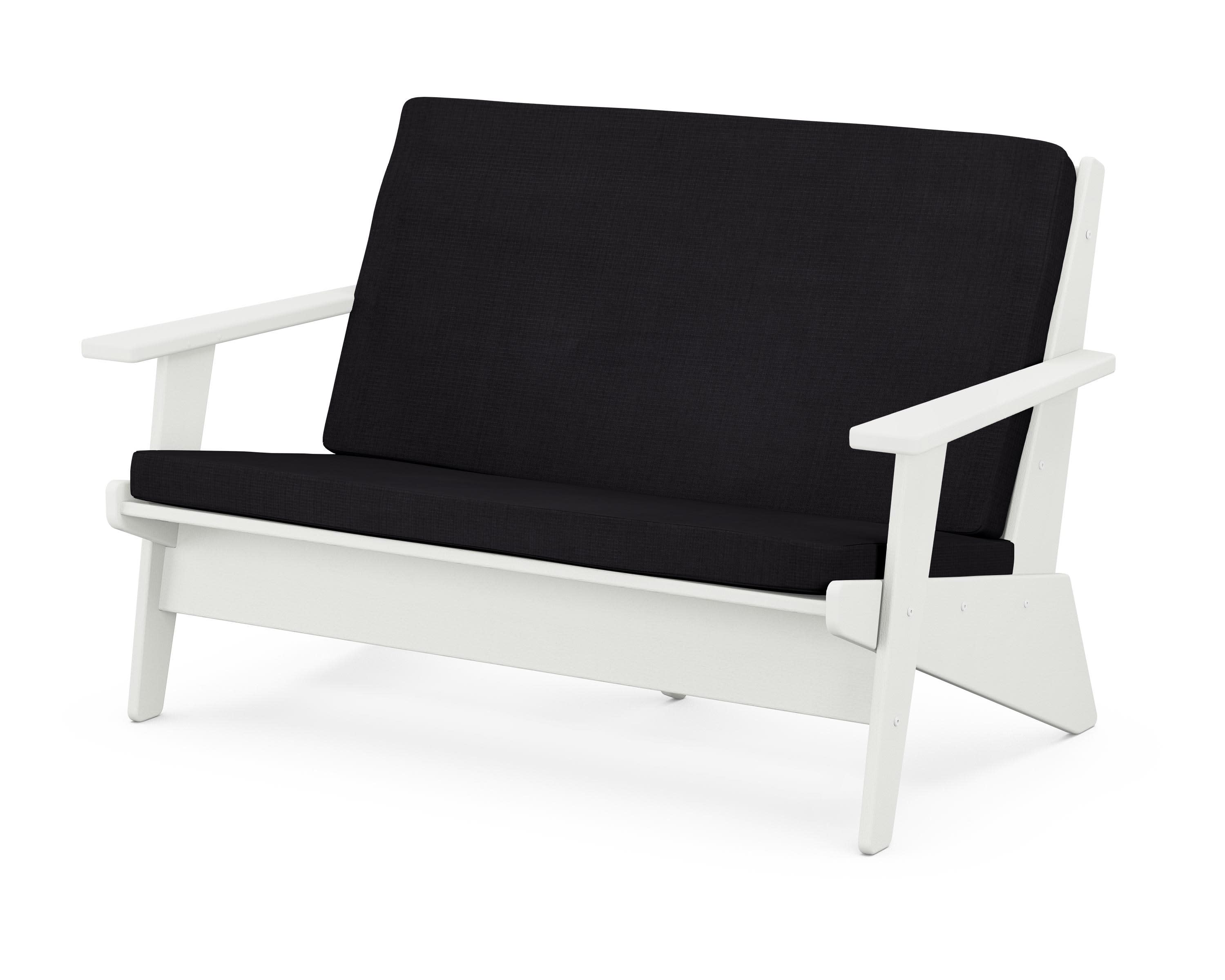 Riviera Modern Lounge Loveseat in Vintage White / Midnight Linen