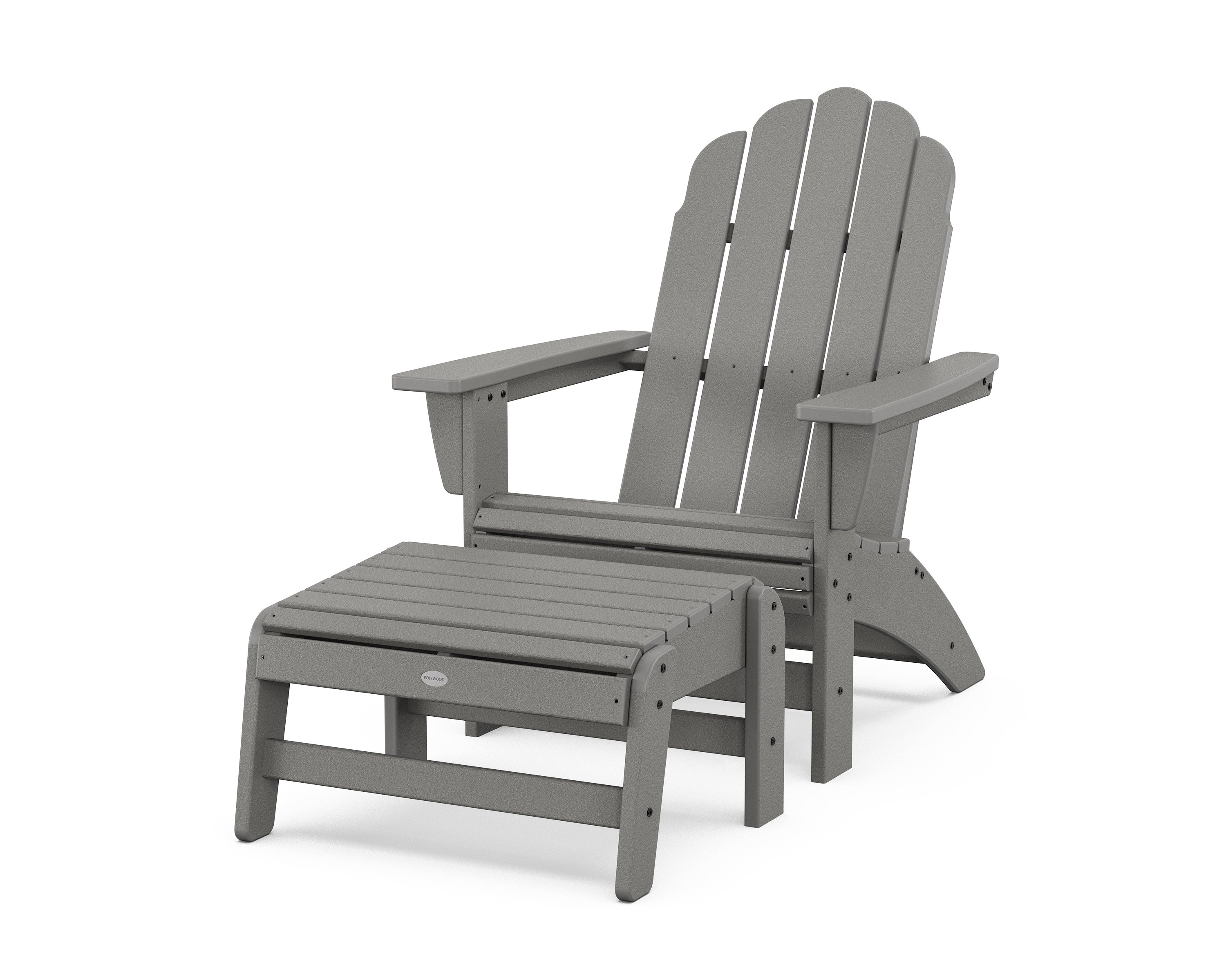 Vineyard Grand Adirondack Chair with Ottoman in Slate Grey