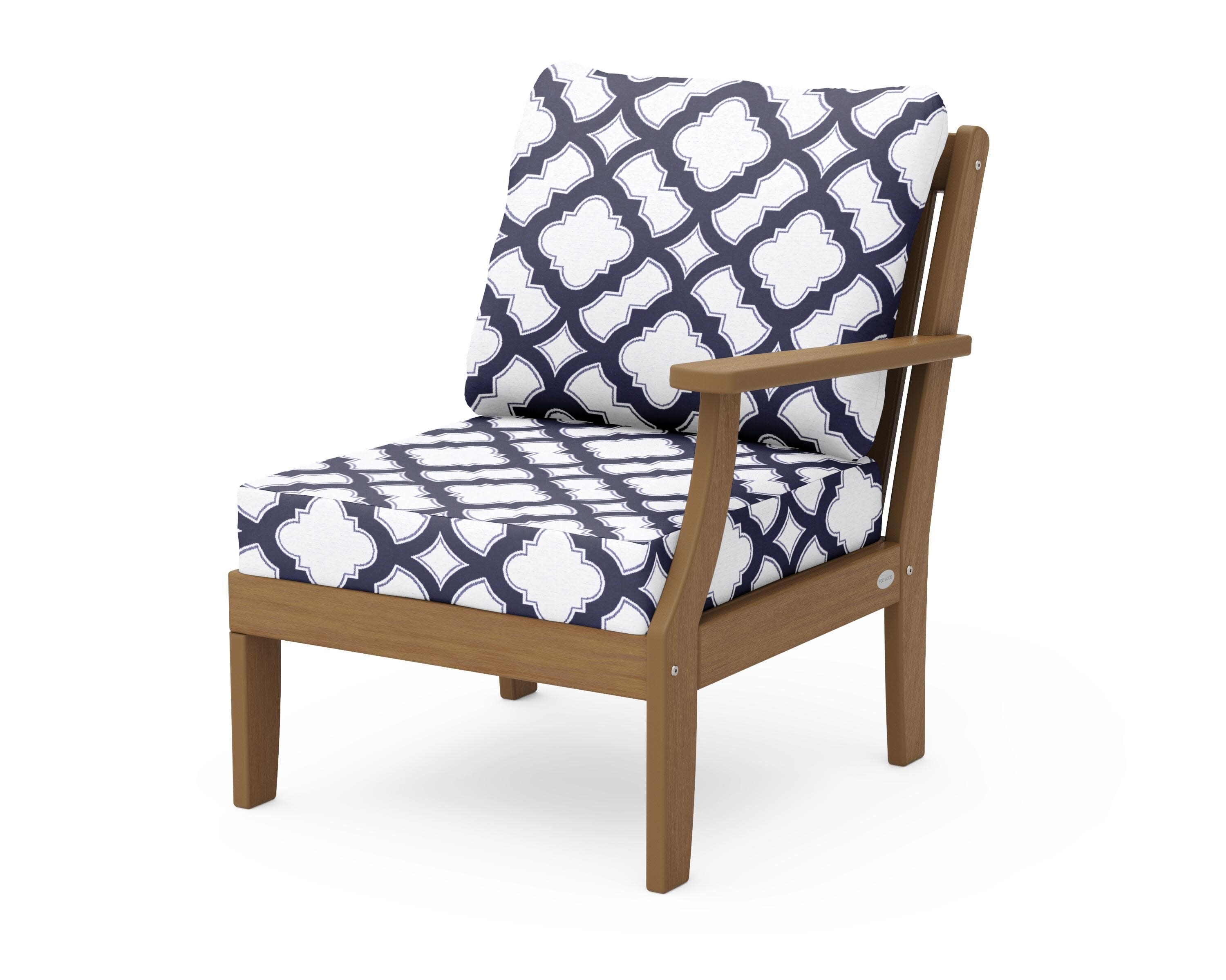 Braxton Modular Right Arm Chair in Natural / Trellis Navy