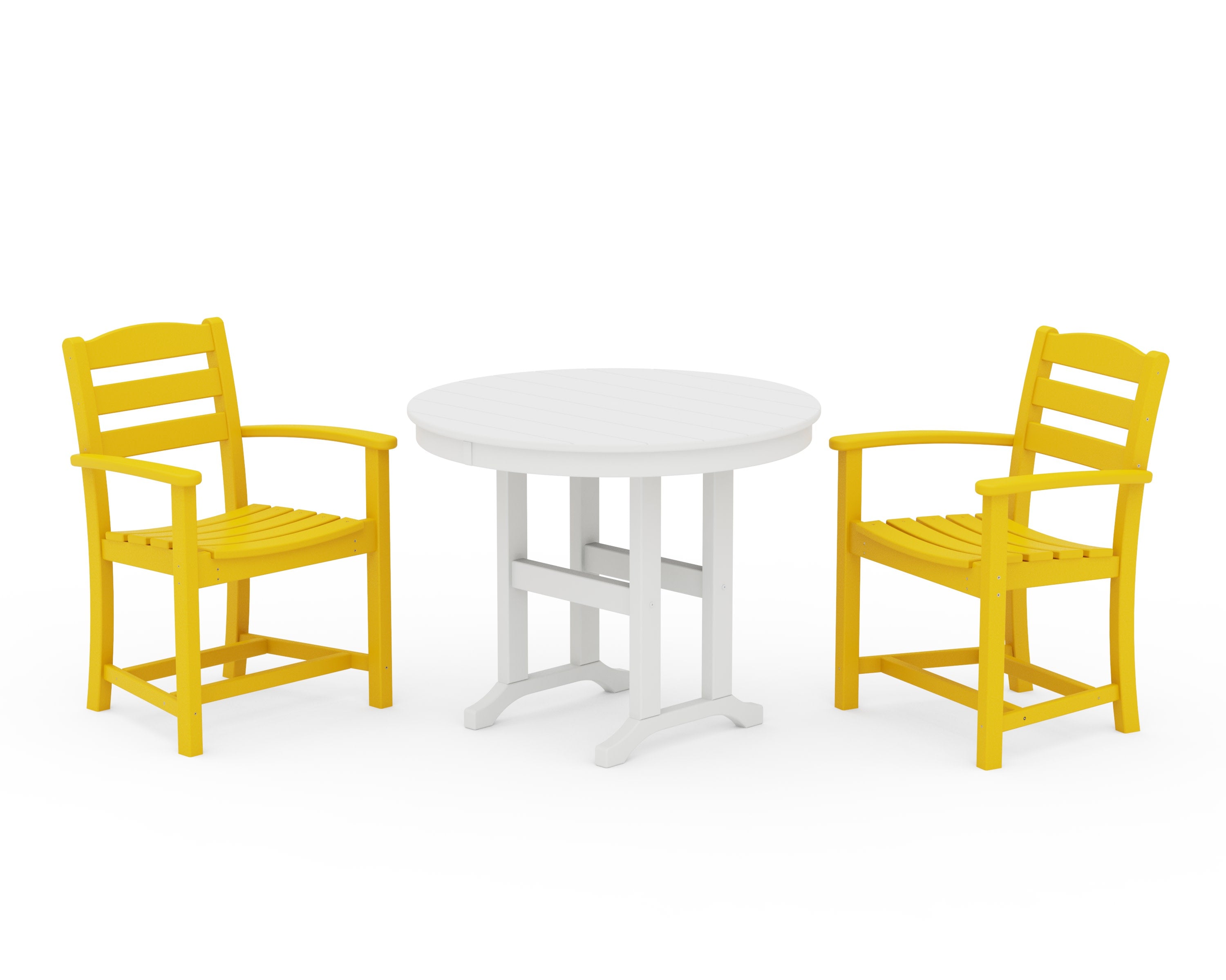 La Casa Caf 3-Piece Round Dining Set in Lemon / White