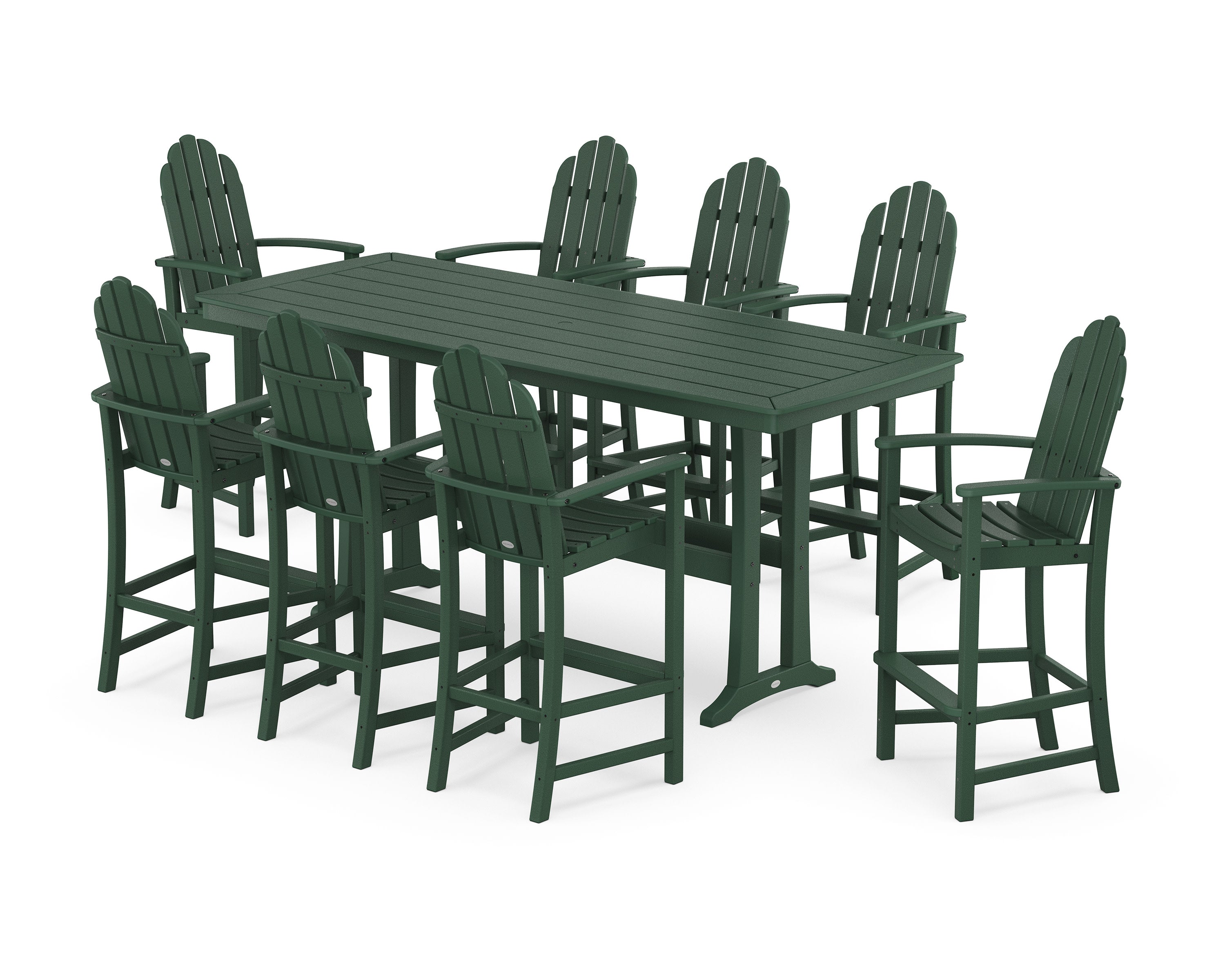 Classic Adirondack 9-Piece Bar Set with Trestle Legs in Green