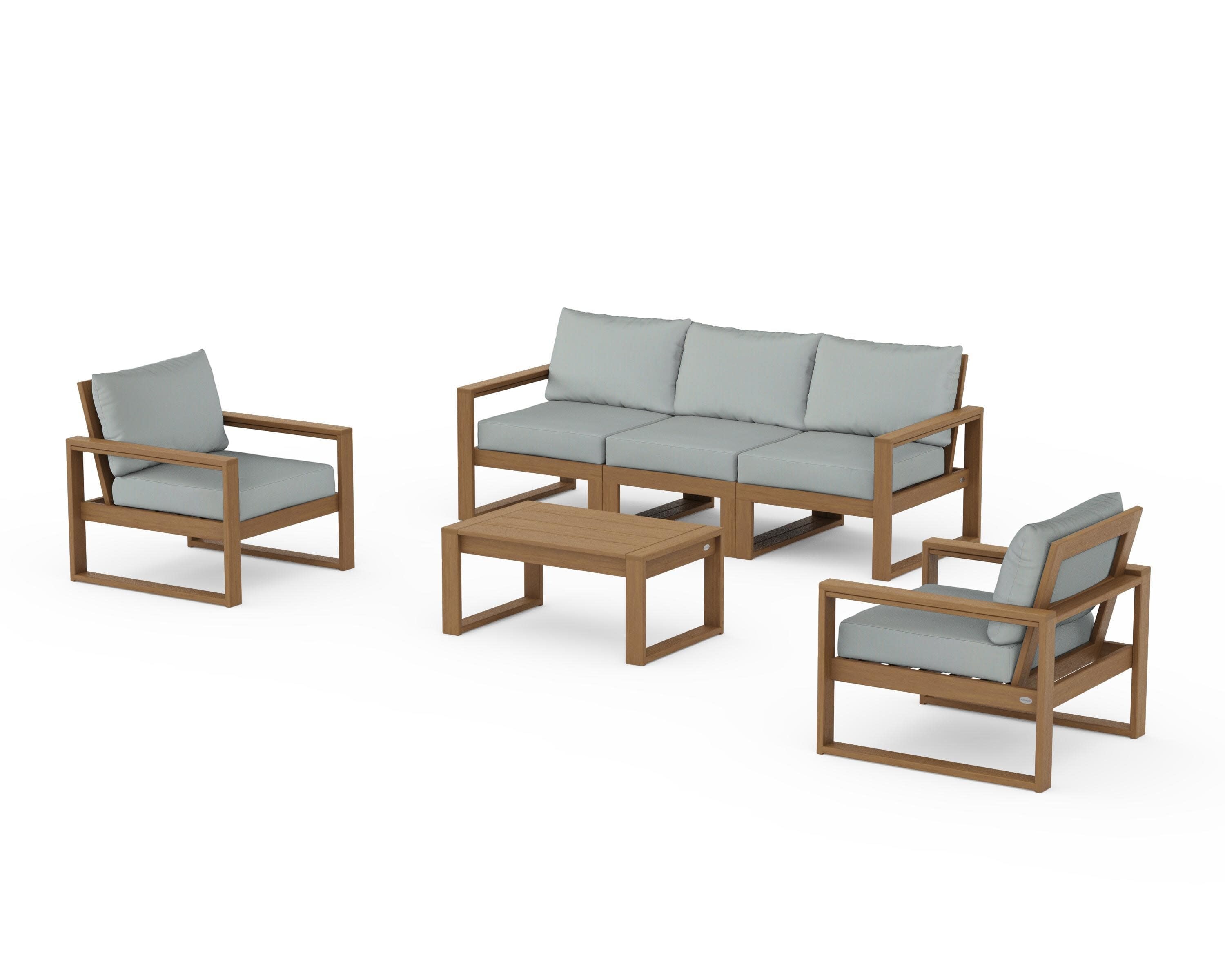 EDGE Sectional 4-Piece Deep Seating Set with Sofa in Natural / Spa