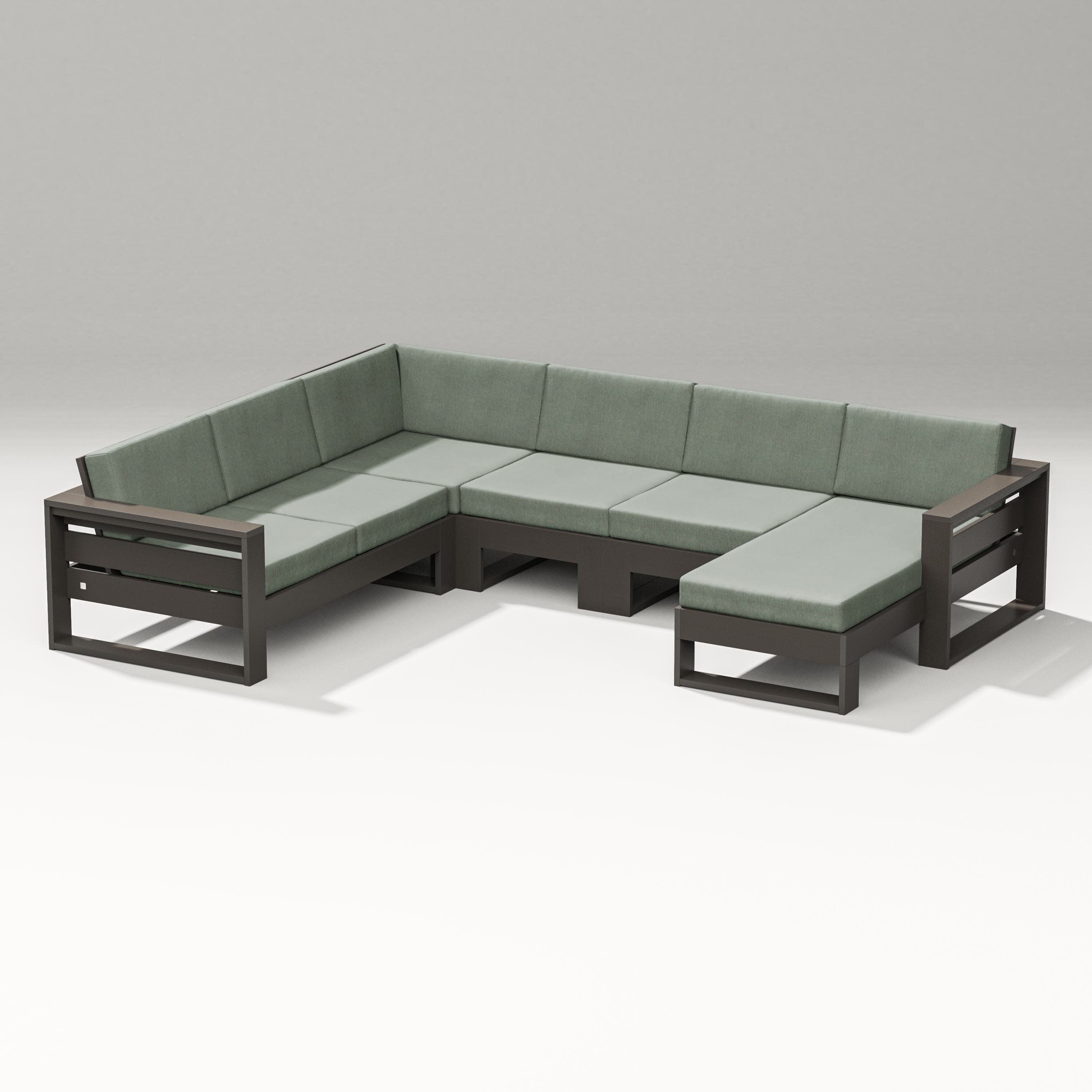 Latitude Corner Sectional with Right Chaise in Vintage Coffee / Cast Sage