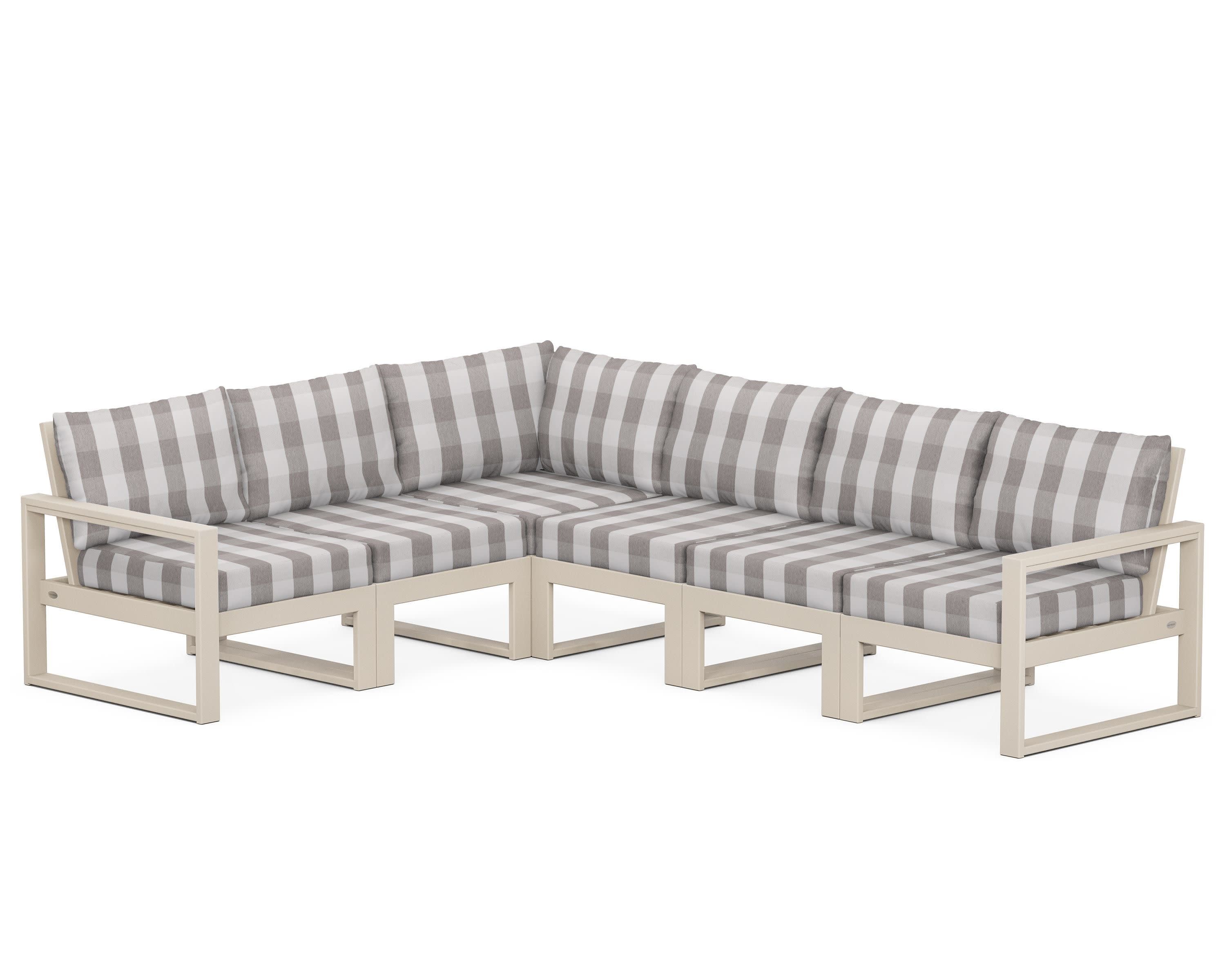 EDGE 6-Piece Modular Deep Seating Set in Sand / Buffalo Plaid Grey Mist