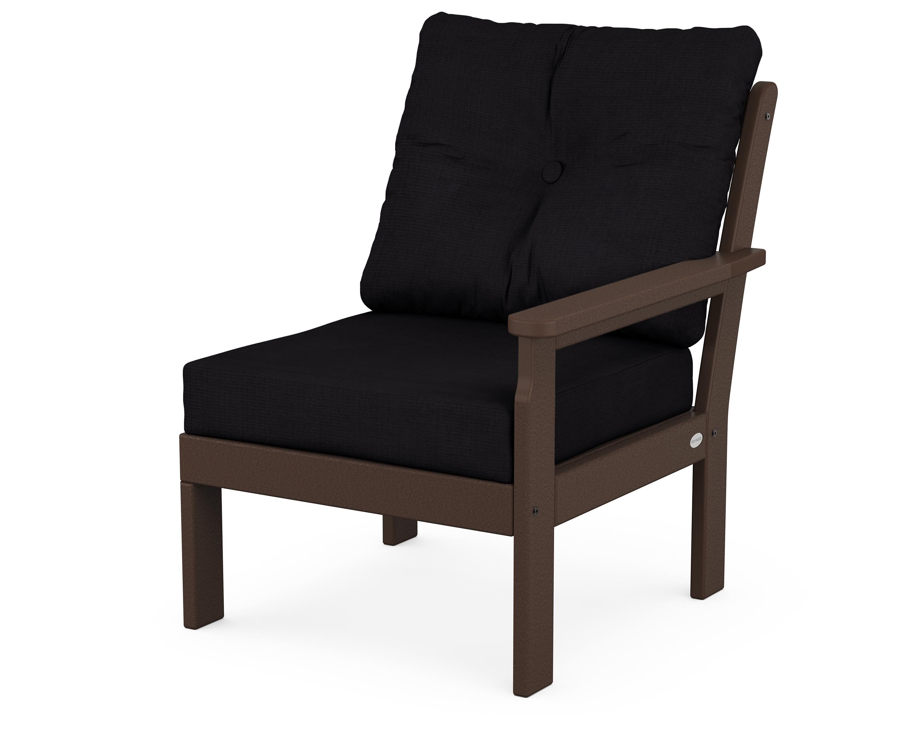 Vineyard Modular Right Arm Chair in Mahogany / Midnight Linen