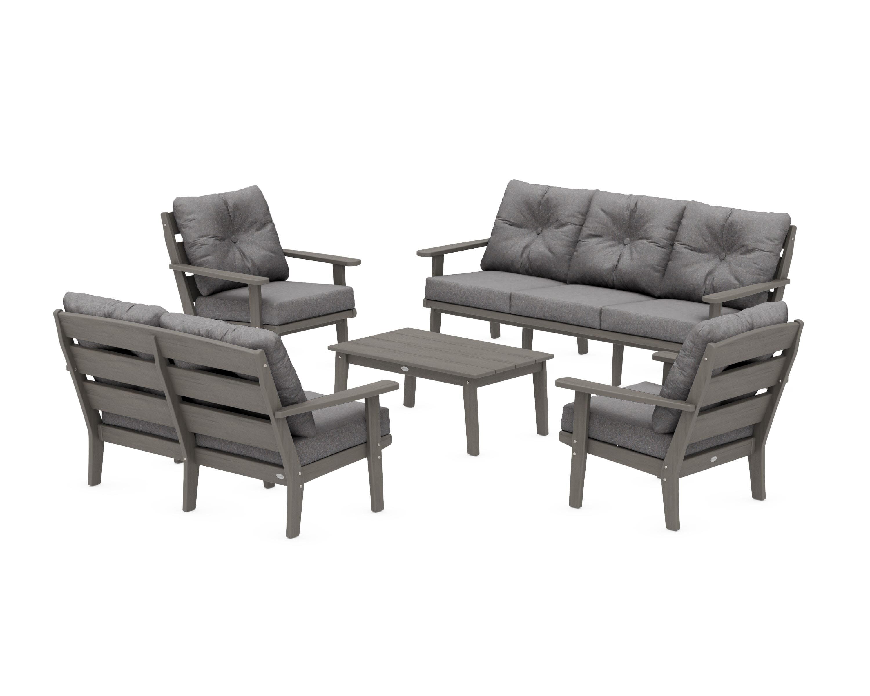 Lakeside 5-Piece Lounge Sofa Set in Driftwood / Ash Charcoal