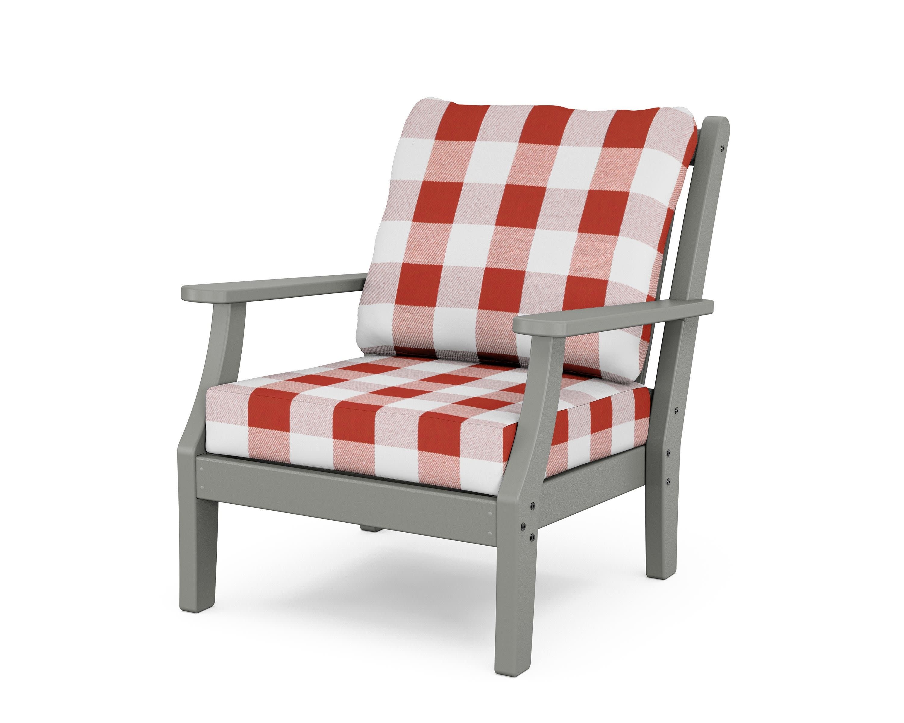 Wovendale Deep Seating Chair in Slate Grey / Buffalo Plaid Crimson