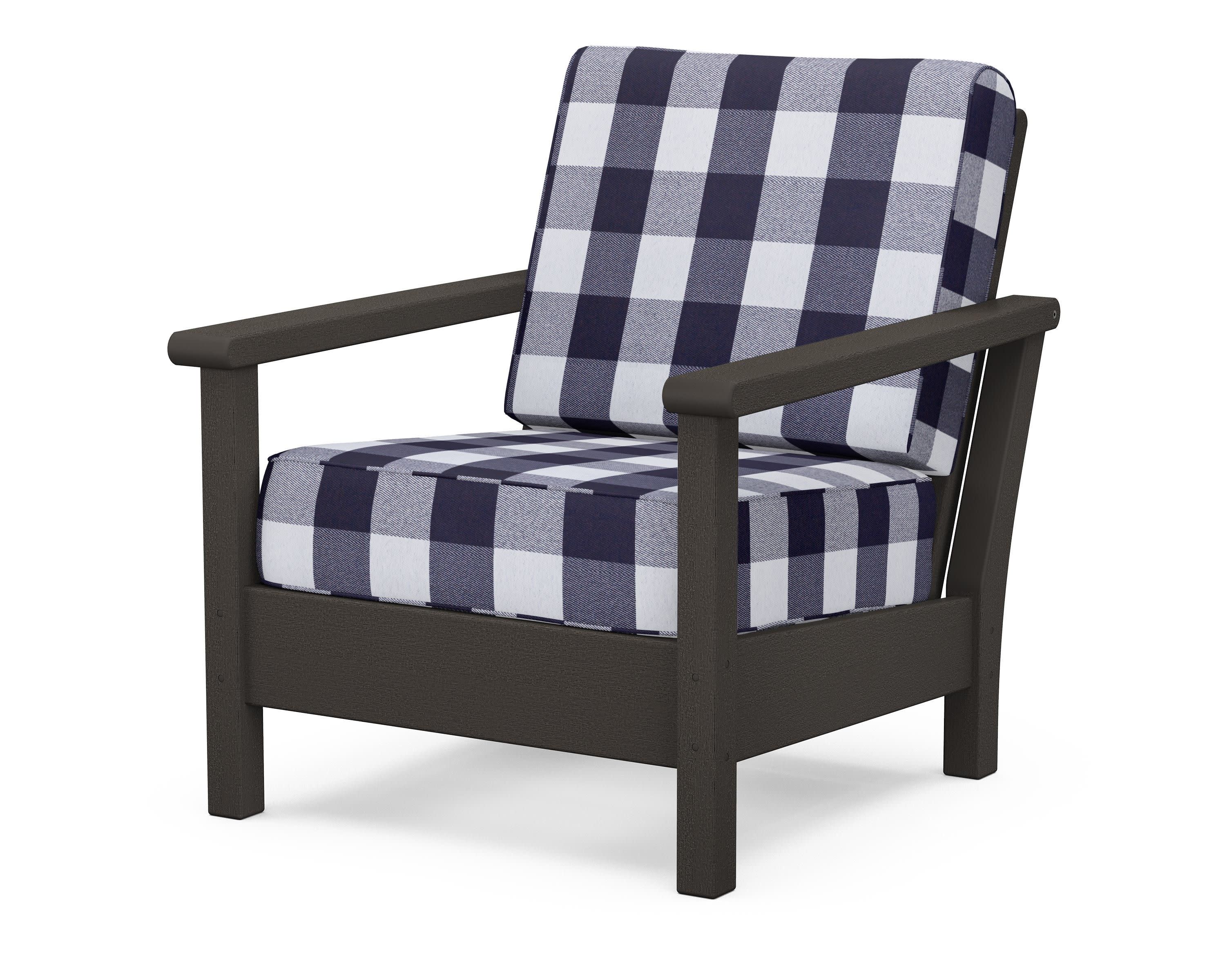 Harbour Deep Seating Chair in Vintage Coffee / Buffalo Plaid Navy