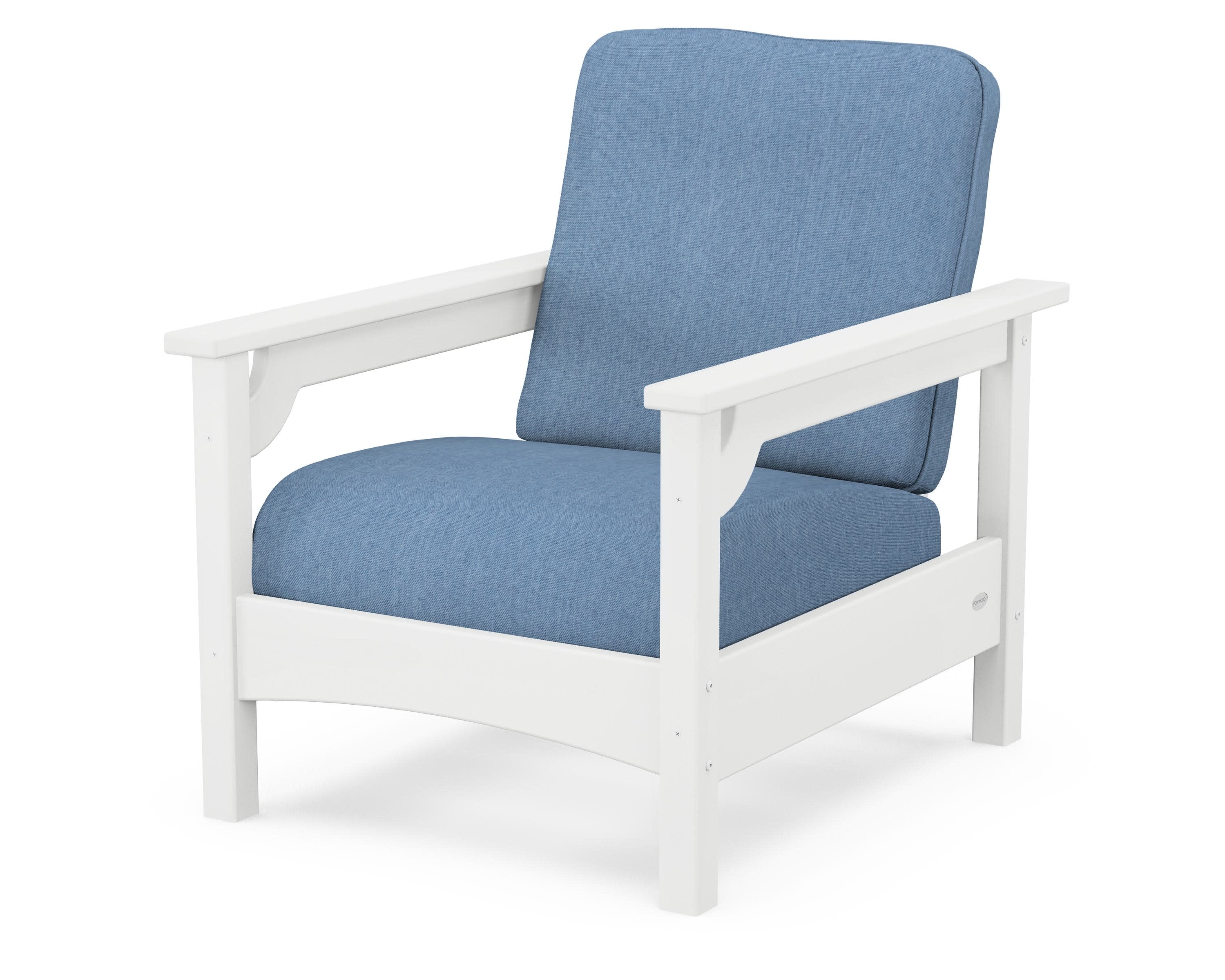 Club Chair in White / Sky Blue