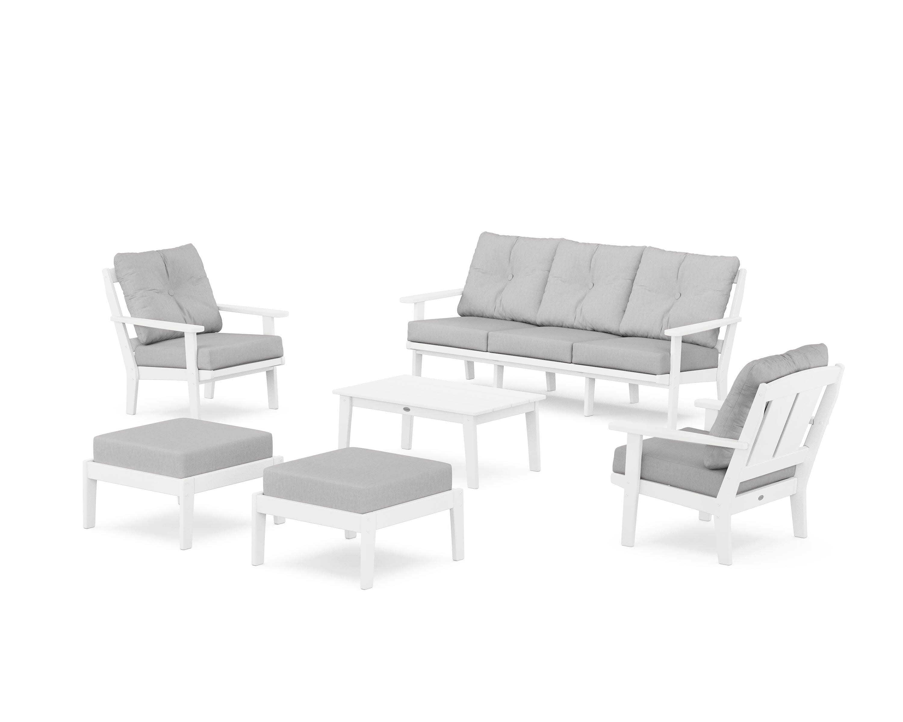 Mission 6-Piece Lounge Sofa Set in White / Granite