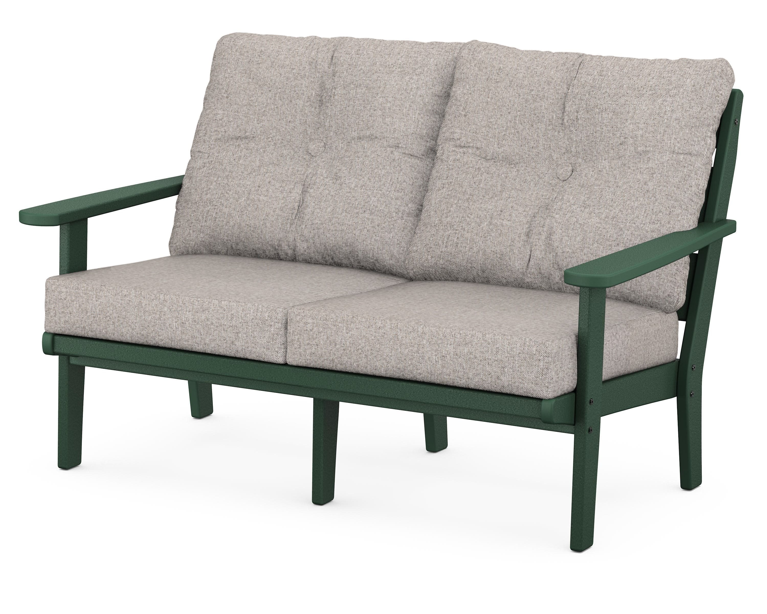 Lakeside Deep Seating Loveseat in Green / Weathered Tweed