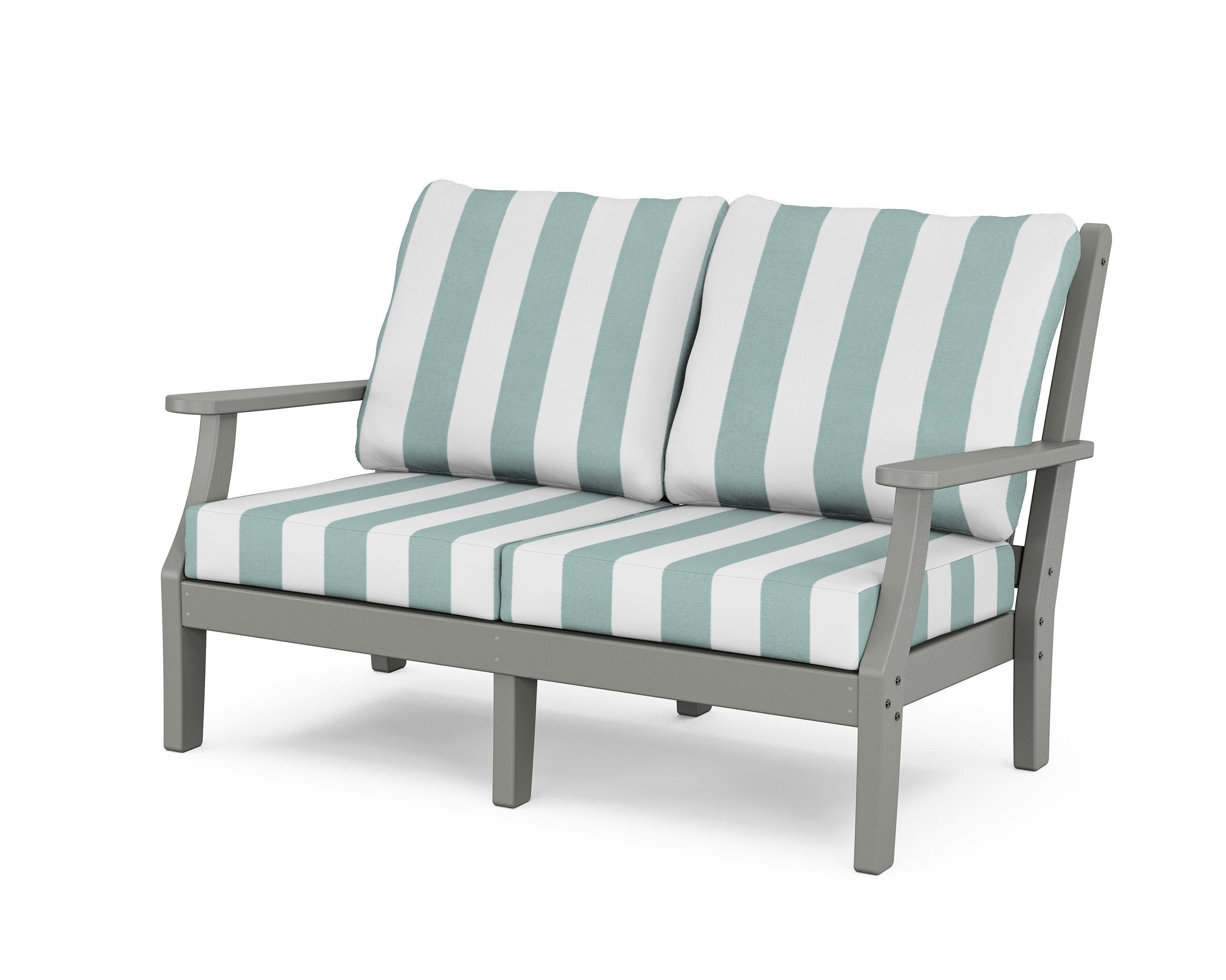 Wovendale Deep Seating Loveseat in Slate Grey / Cabana Stripe Glacier Spa