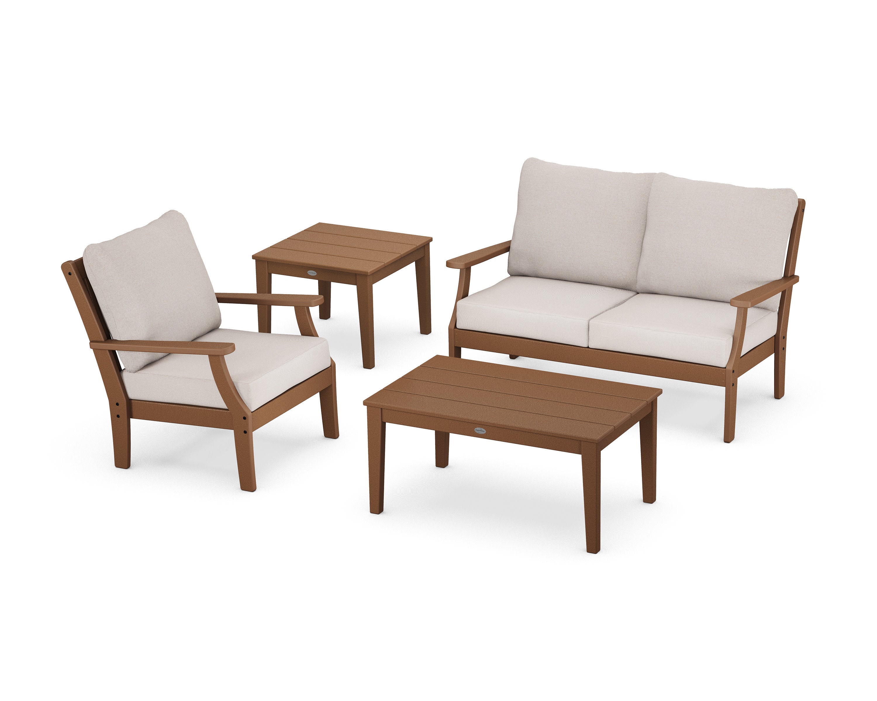 Braxton 4-Piece Deep Seating Set in Teak / Dune Burlap