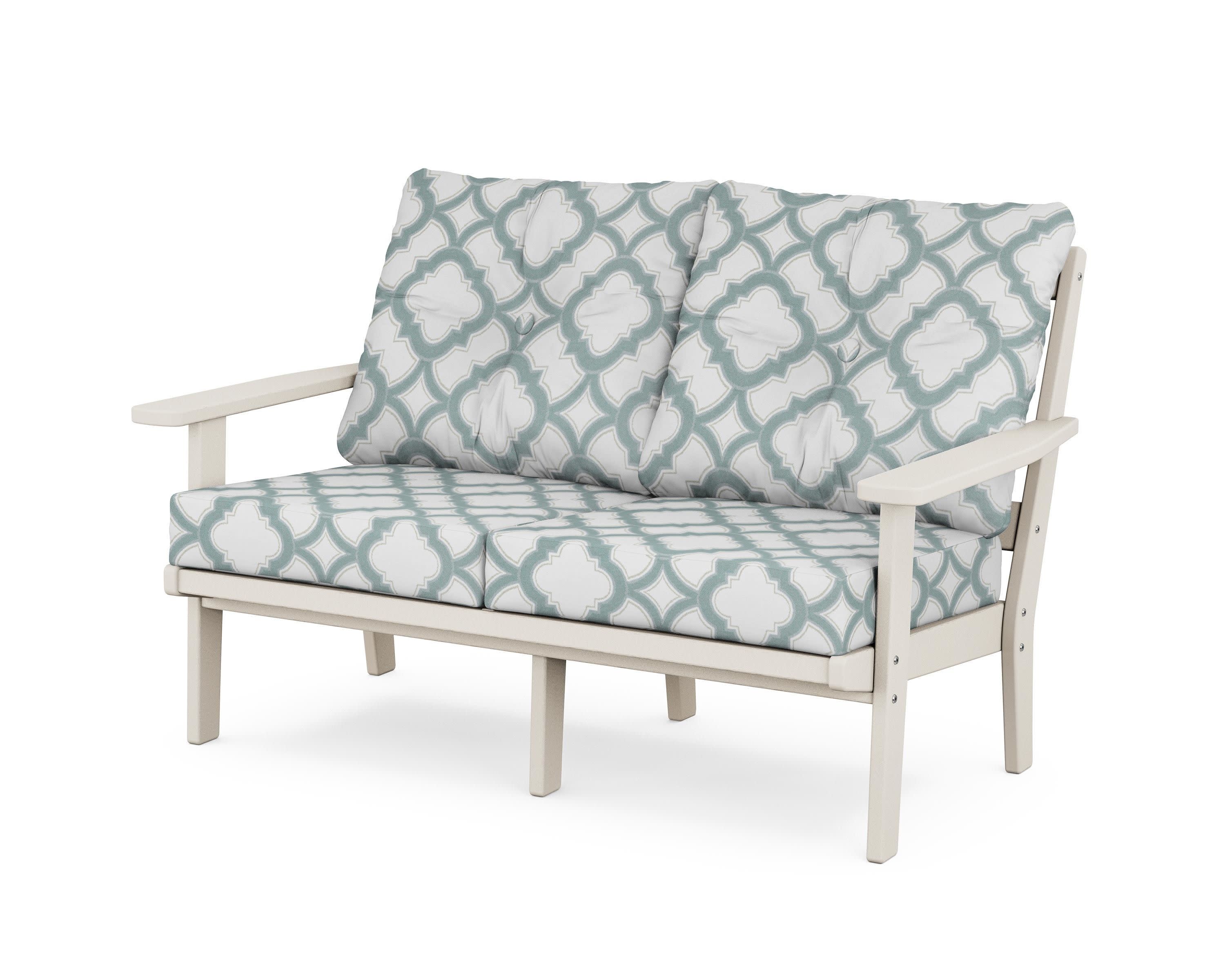 Oxford Deep SeatingLoveseat in Sand / Trellis Glacier Spa