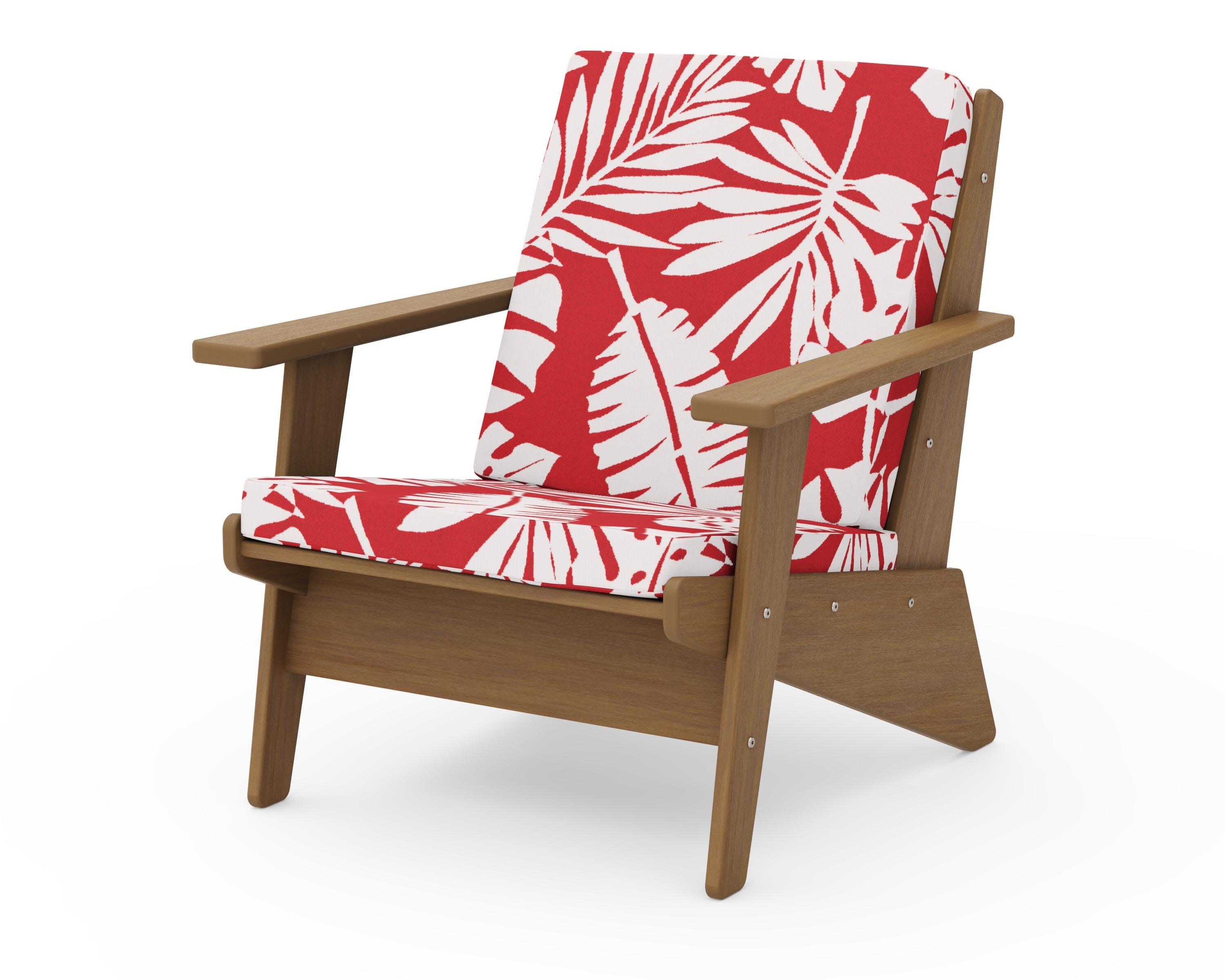 Riviera Modern Lounge Chair in Natural / Leaf Crimson