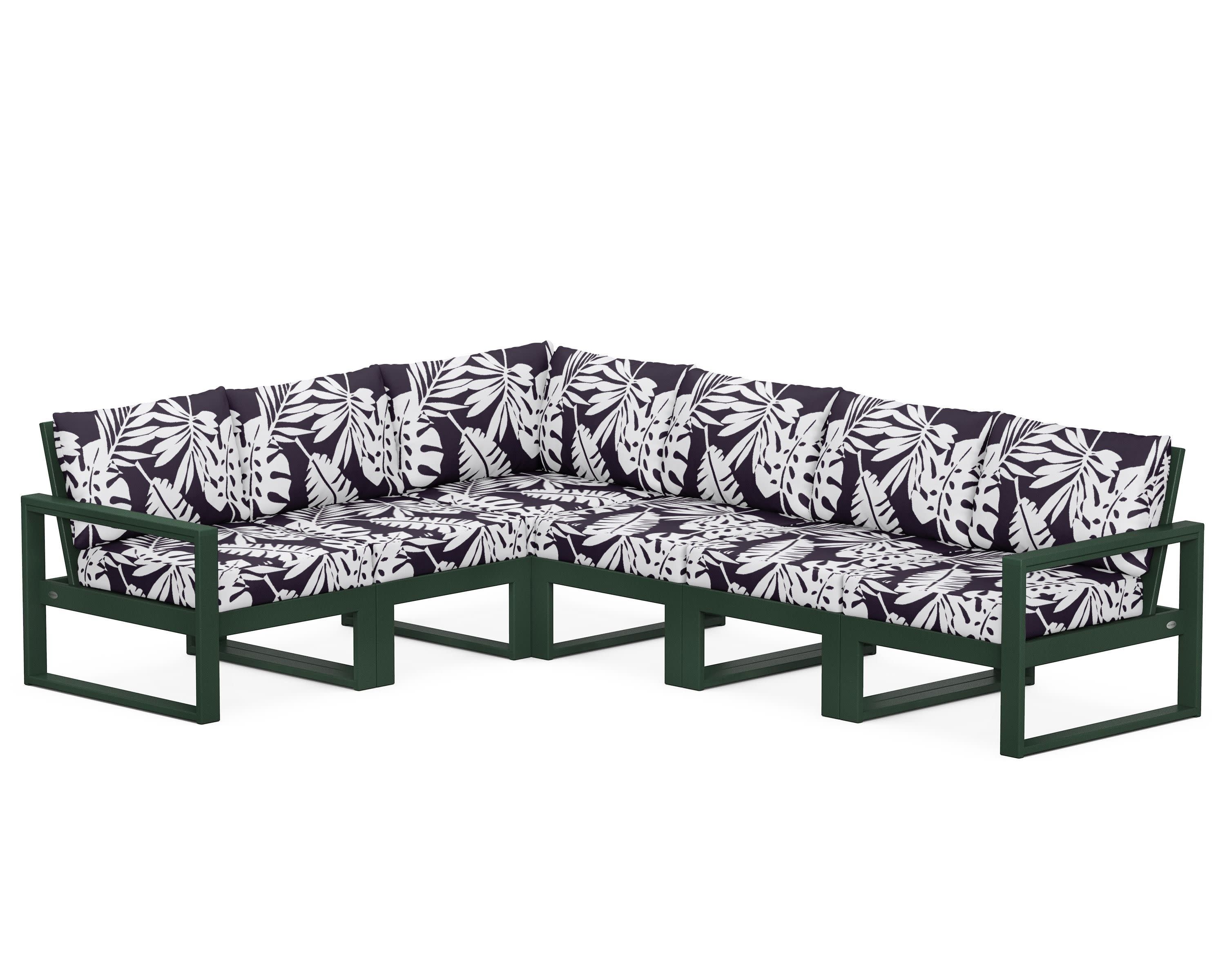 EDGE 6-Piece Modular Deep Seating Set in Green / Leaf Navy