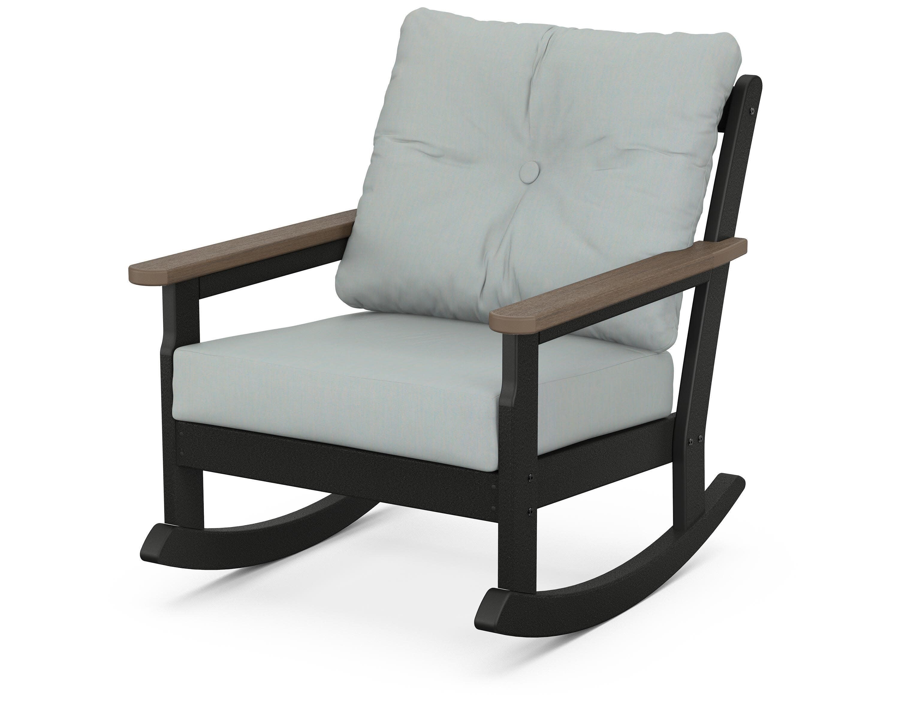 Vineyard Deep Seating Rocking Chair in Black / Kona / Spa