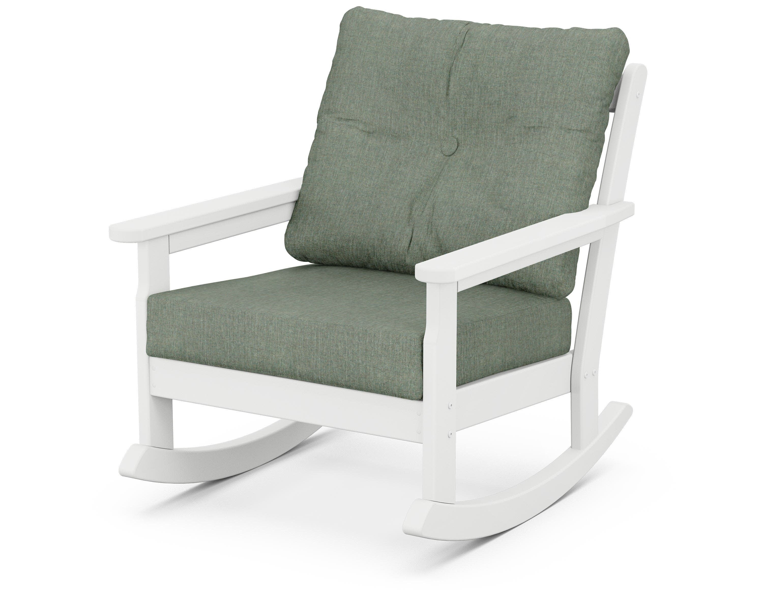 Vineyard Deep Seating Rocking Chair in White / Cast Sage