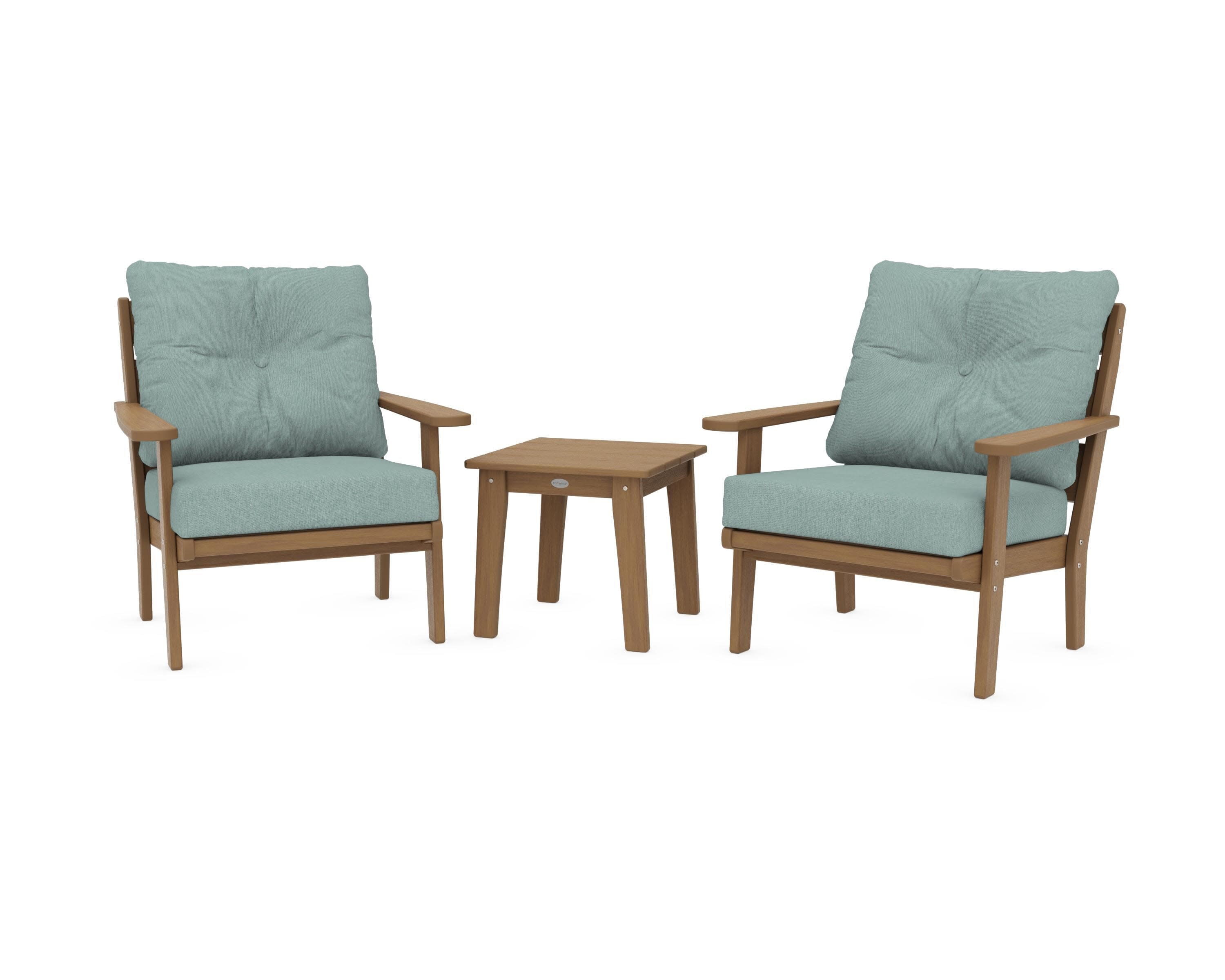 Lakeside 3-Piece Deep Seating Chair Set in Natural / Glacier Spa