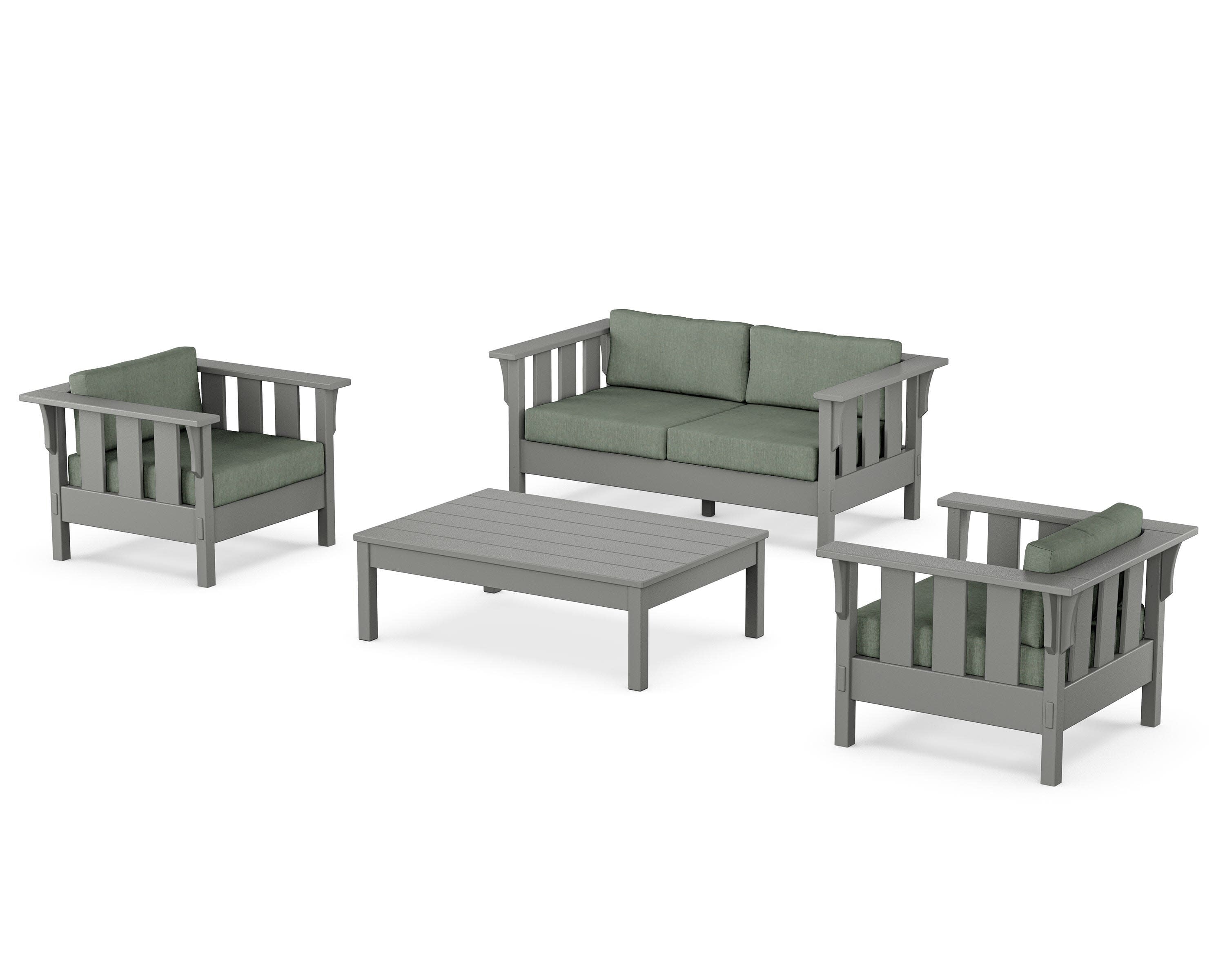Acadia 4-Piece Deep Seating Set with Loveseat in Slate Grey / Cast Sage