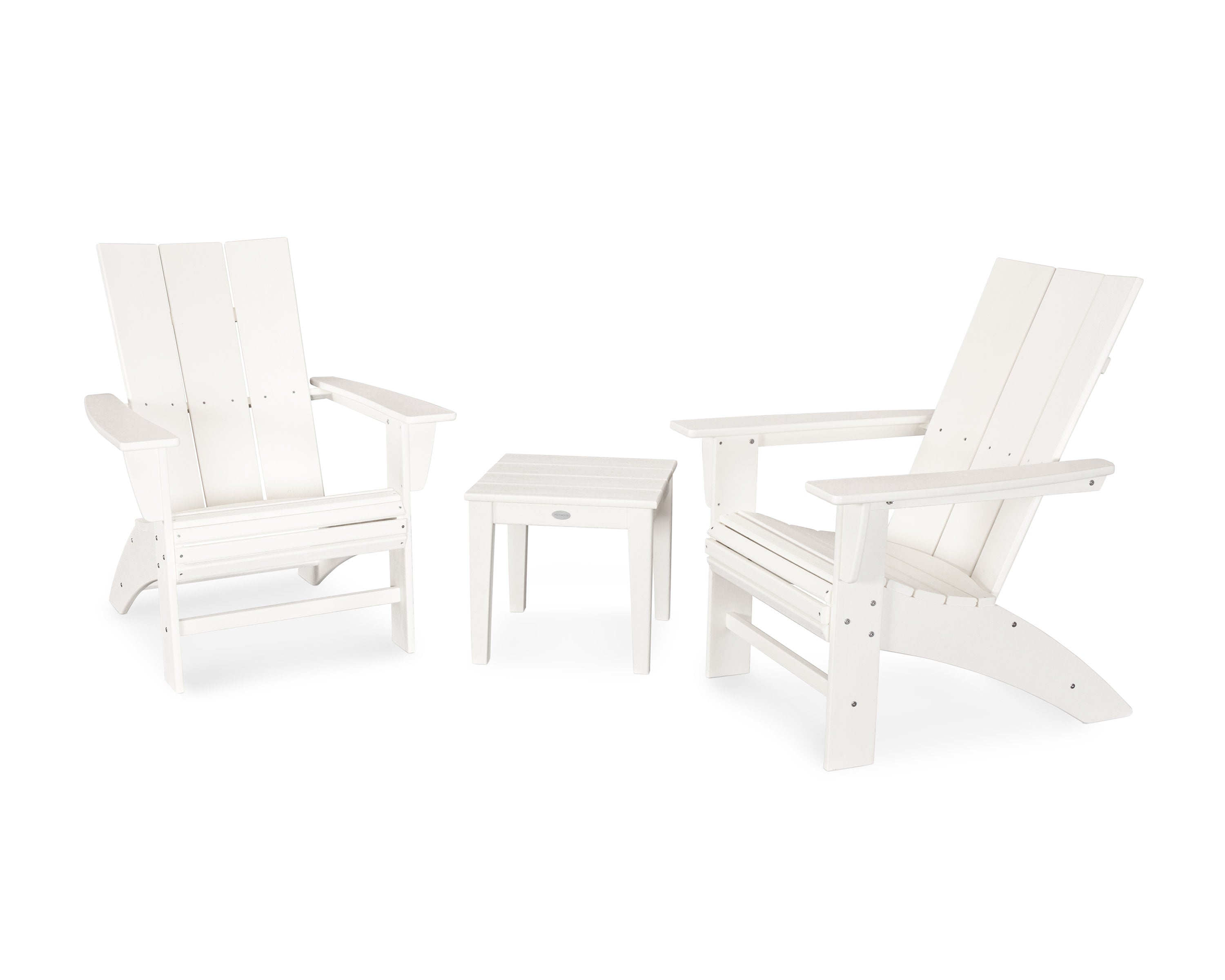 Modern 3-Piece Curveback Adirondack Set in White