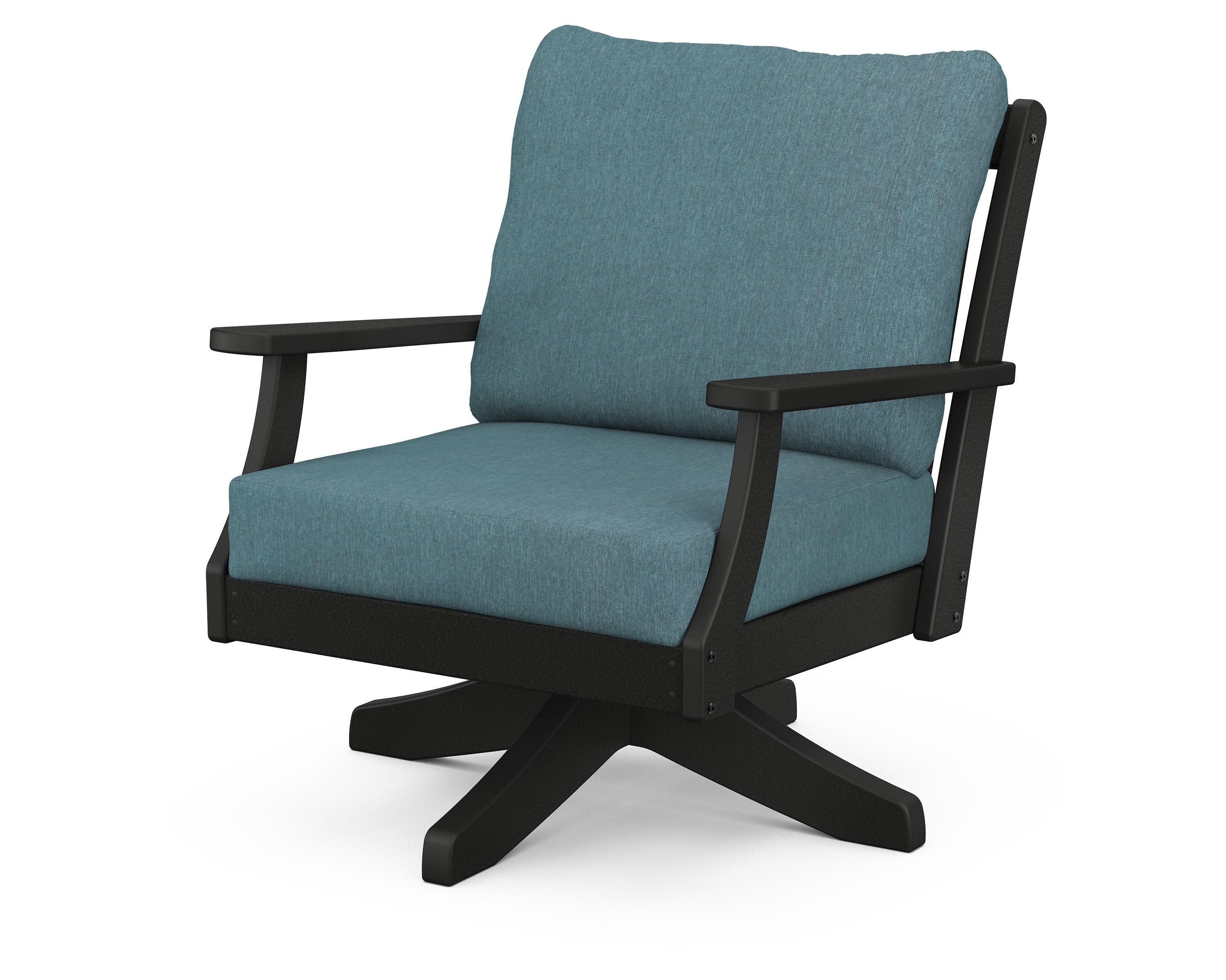 Braxton Deep Seating Swivel Chair in Black / Ocean Teal