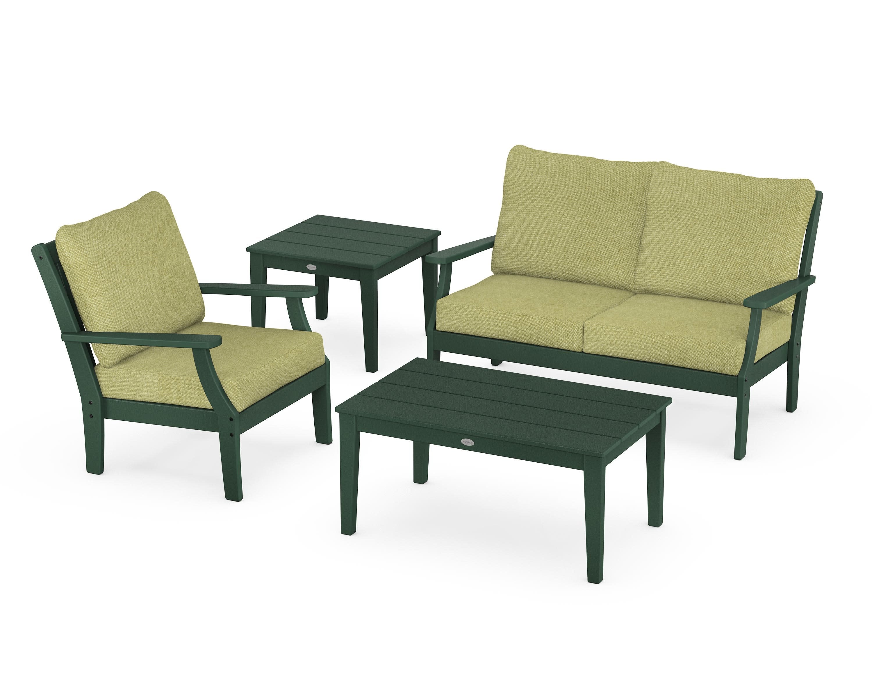Braxton 4-Piece Deep Seating Set in Green / Chartreuse Boucle