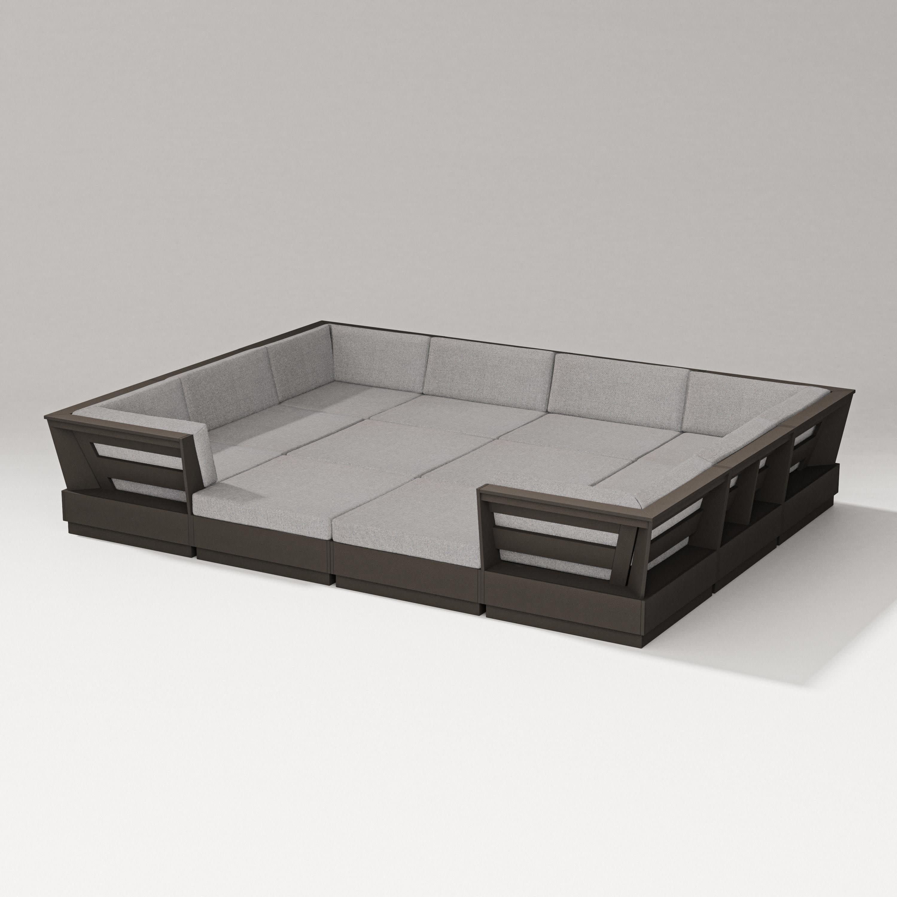 Elevate 12-Piece Pit Sectional in Vintage Coffee / Grey Mist