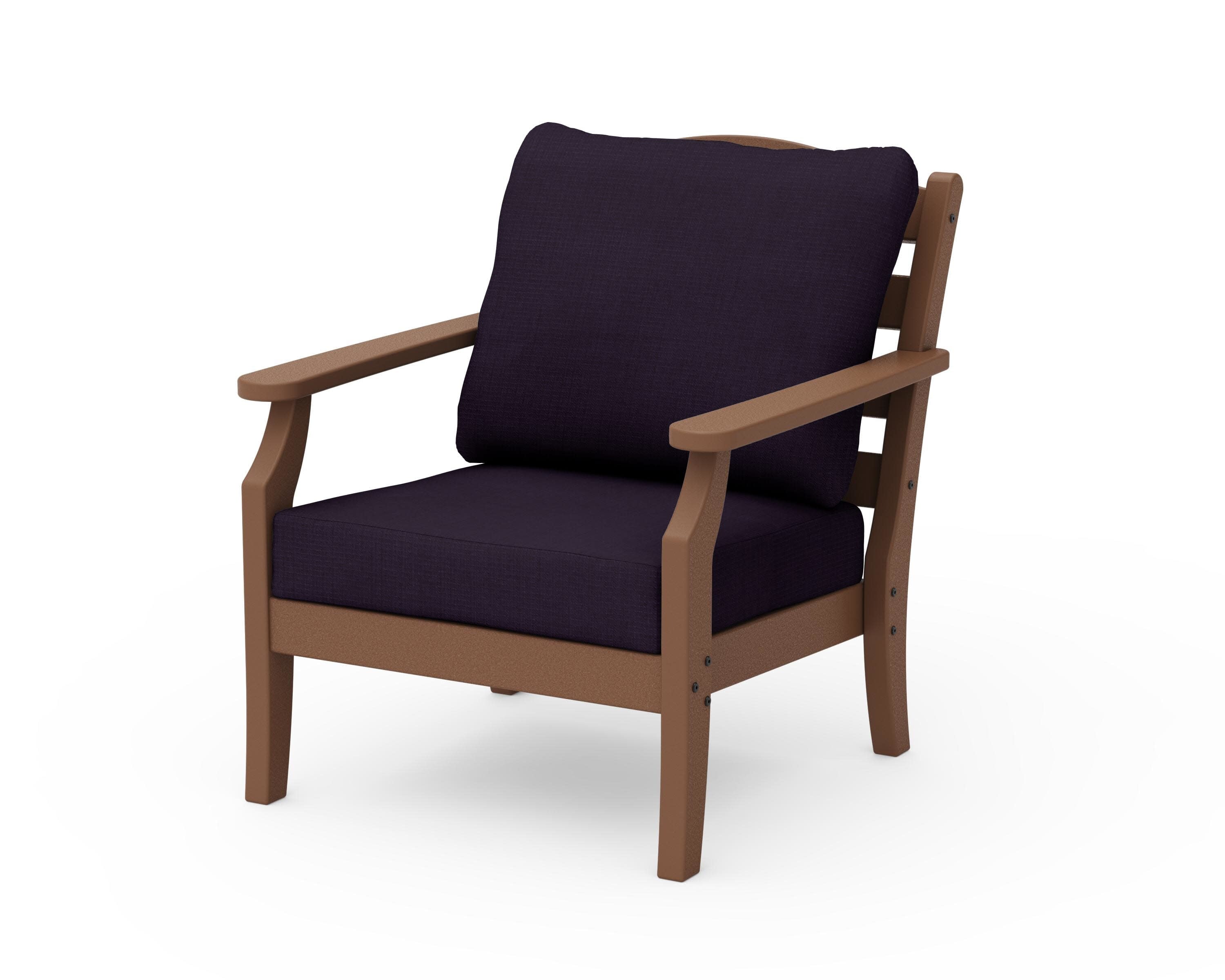 Savannah Deep Seating Chair in Teak / Navy Linen