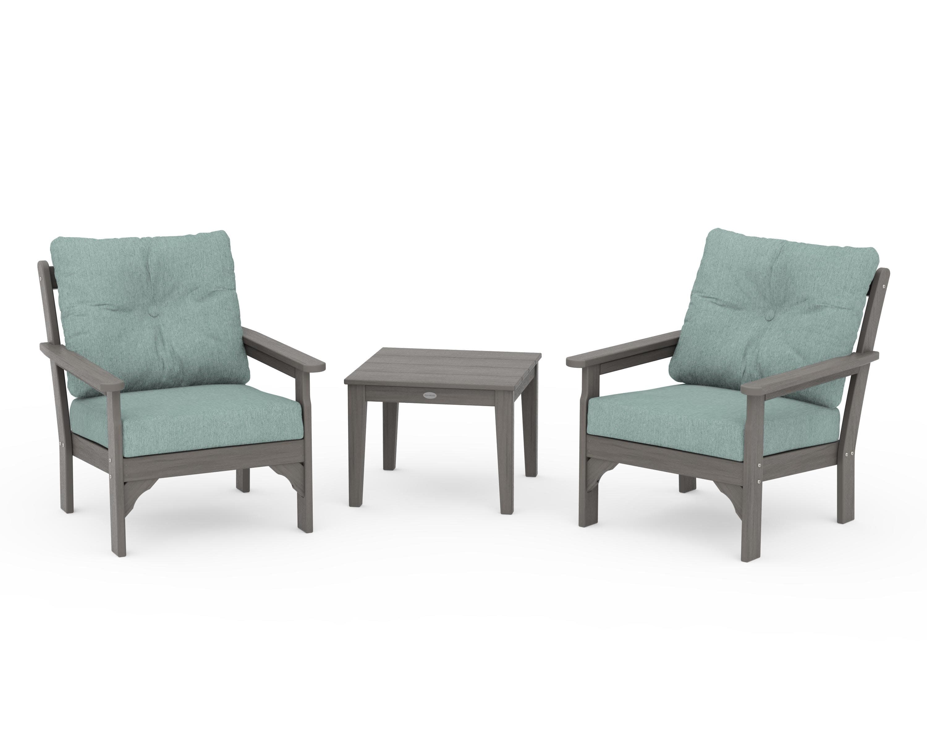Vineyard 3-Piece Deep Seating Set in Driftwood / Glacier Spa
