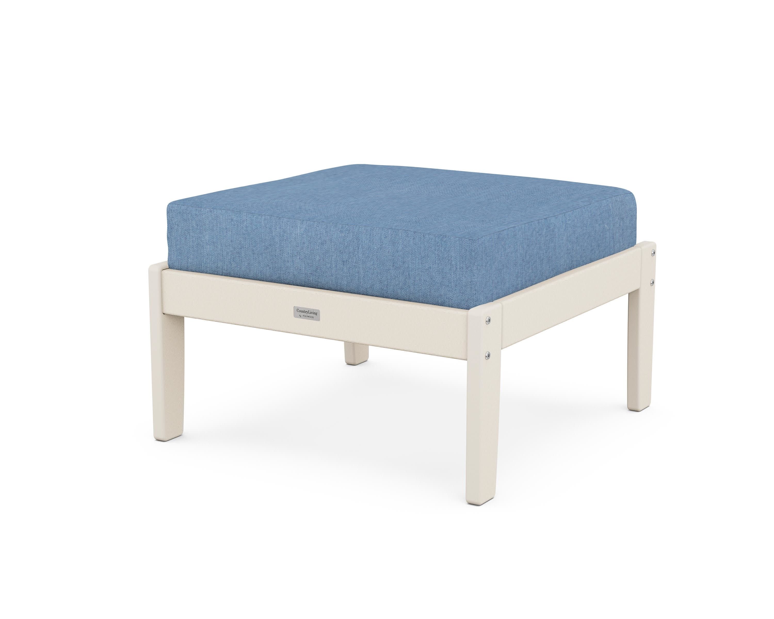 Cottage Deep Seating Ottoman in Sand / Sky Blue
