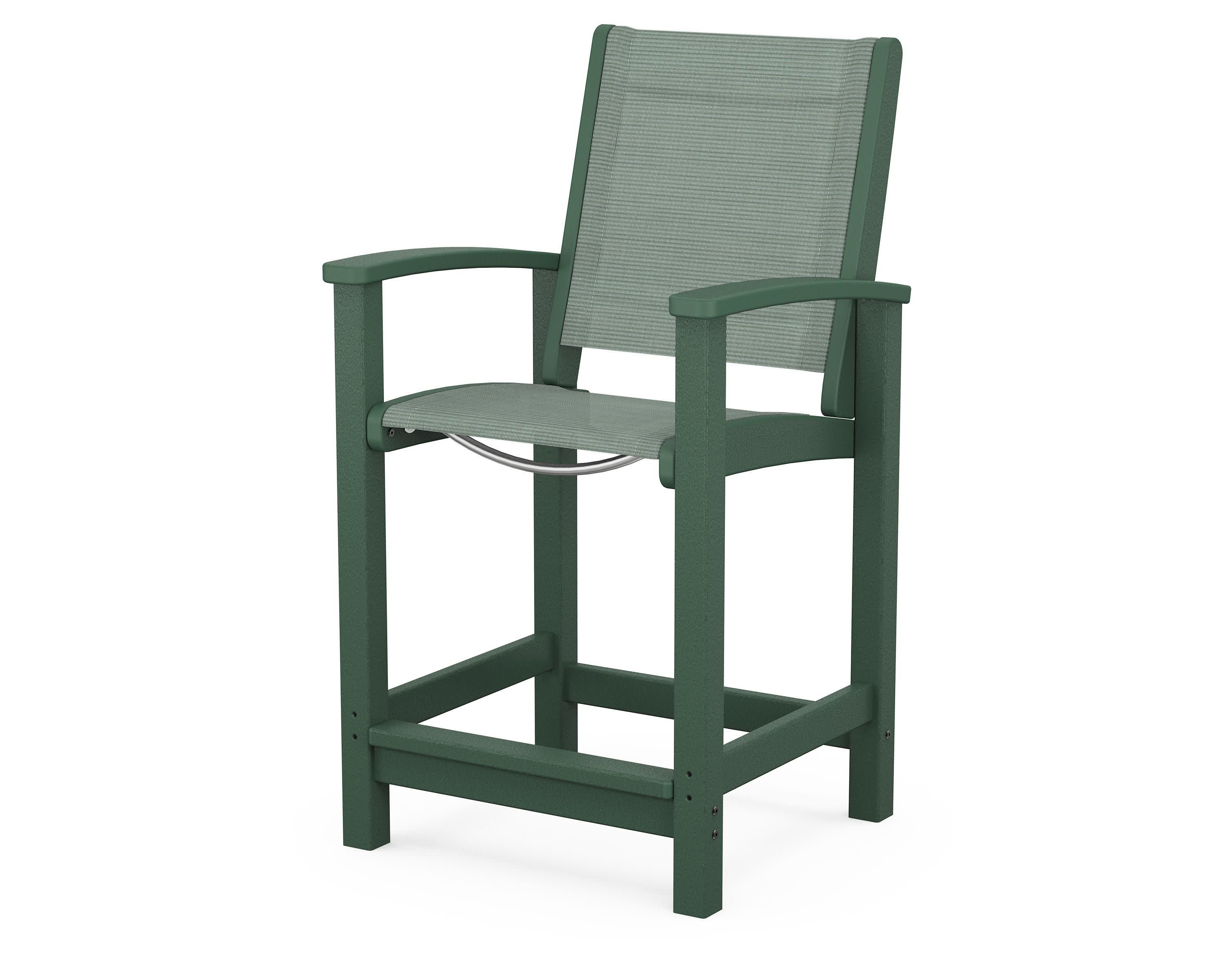 Coastal Counter Chair in Green / Dupioni Sea Mist Sling