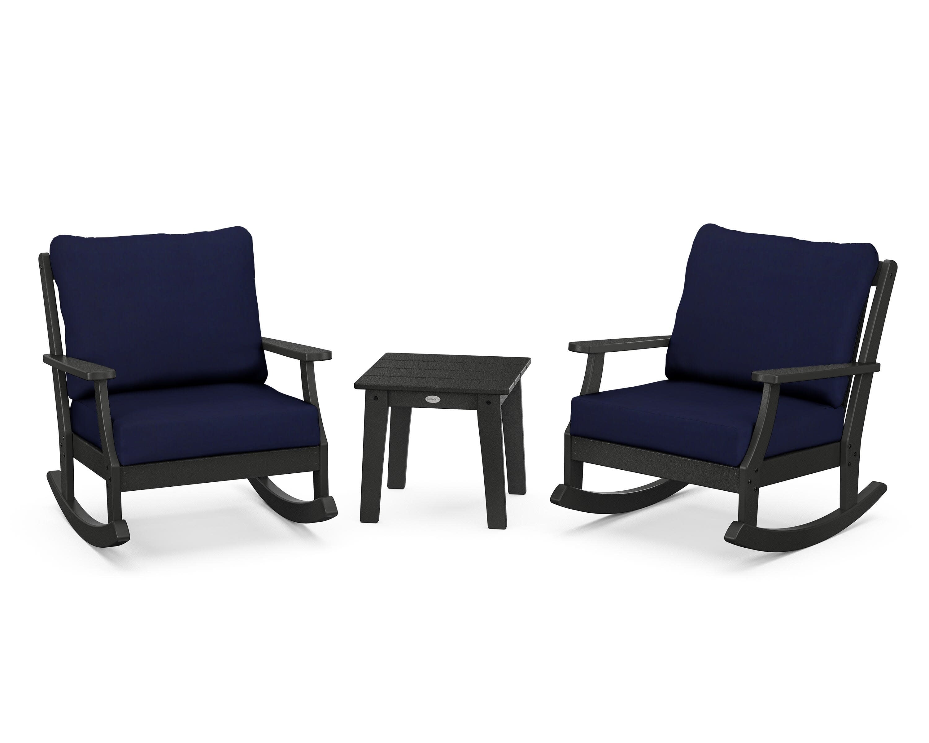 Braxton 3-Piece Deep Seating Rocker Set in Black / Navy