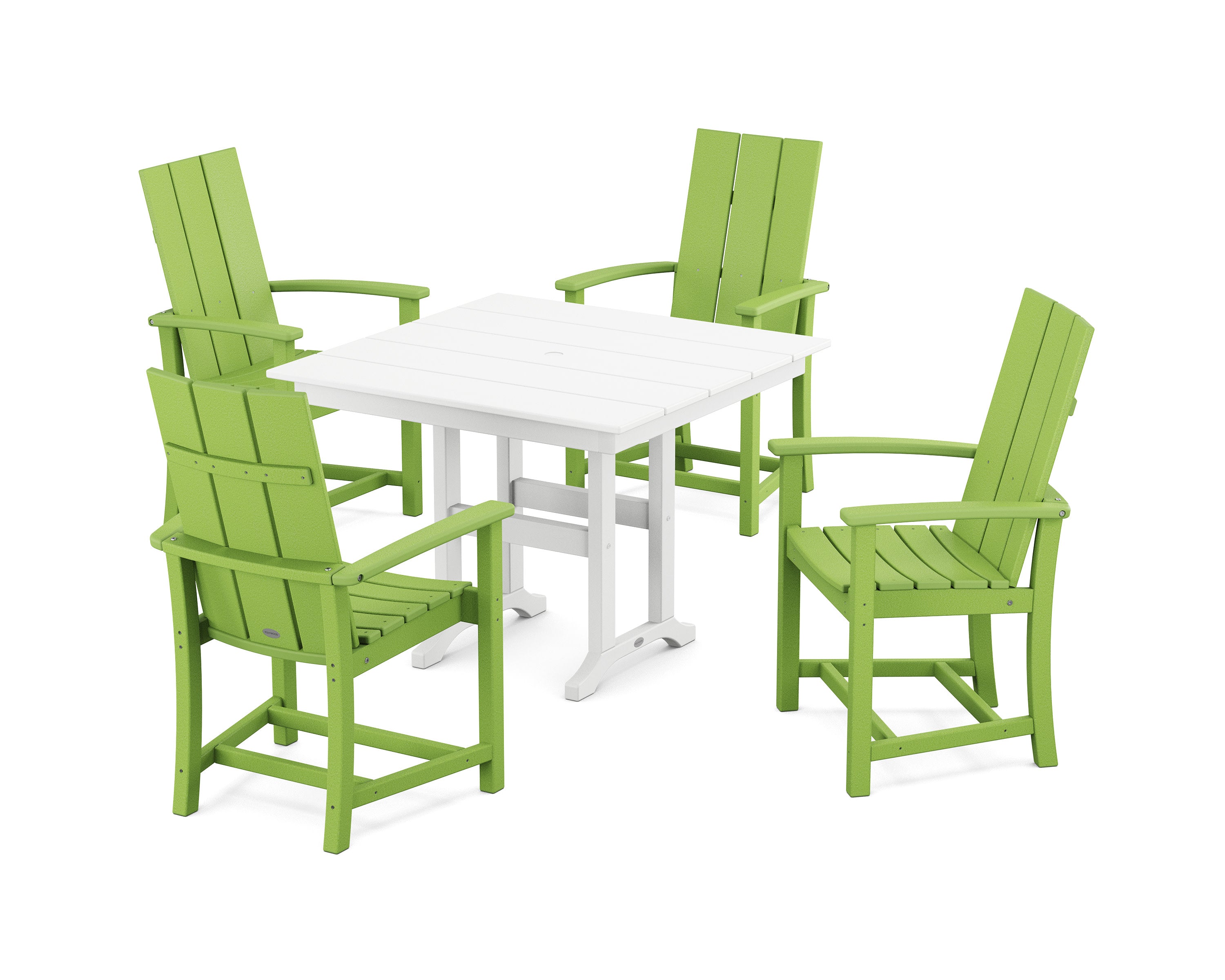 Modern Adirondack 5-Piece Farmhouse Dining Set in Lime / White