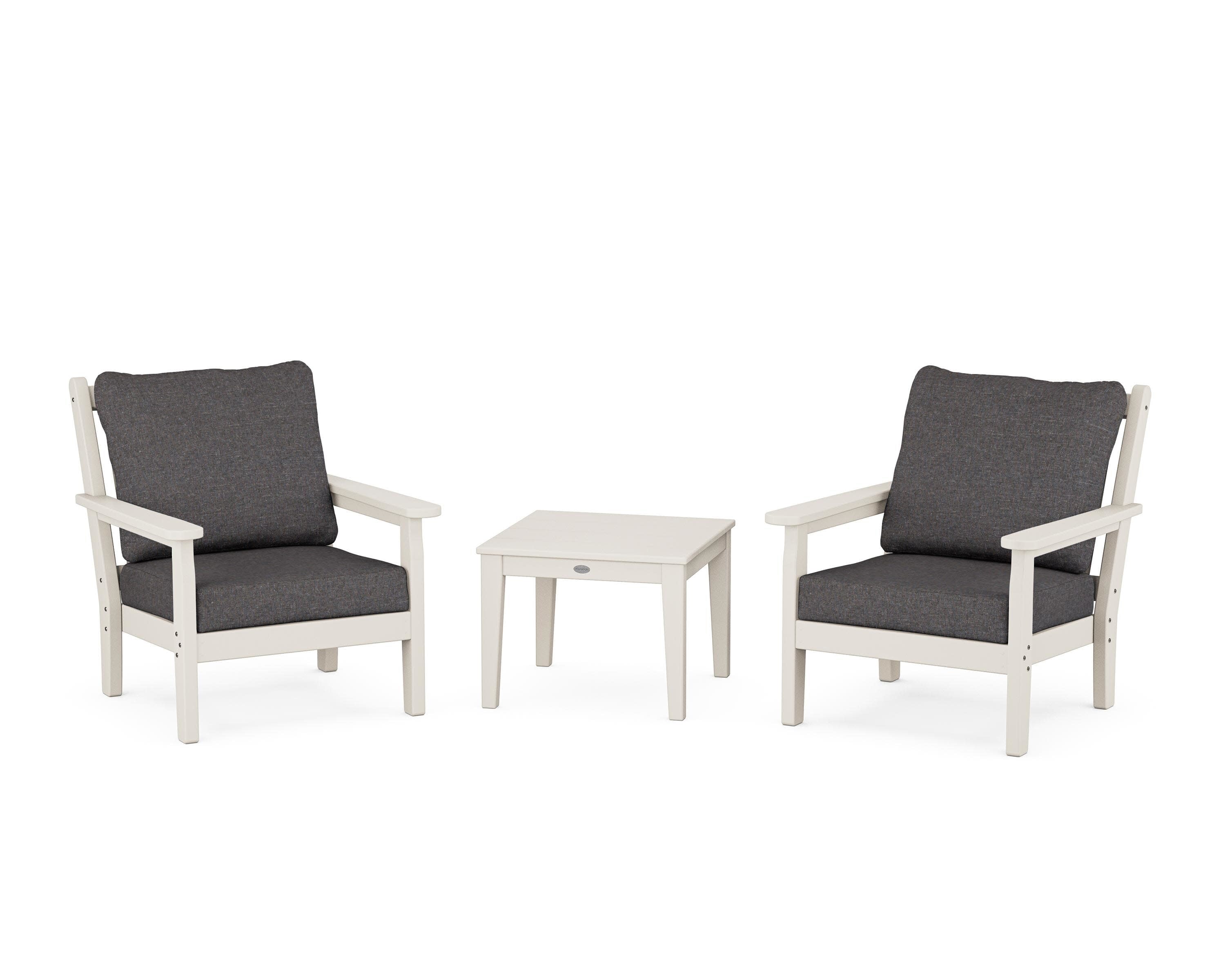 Chippendale 3-Piece Deep Seating Set in Sand / Ash Charcoal